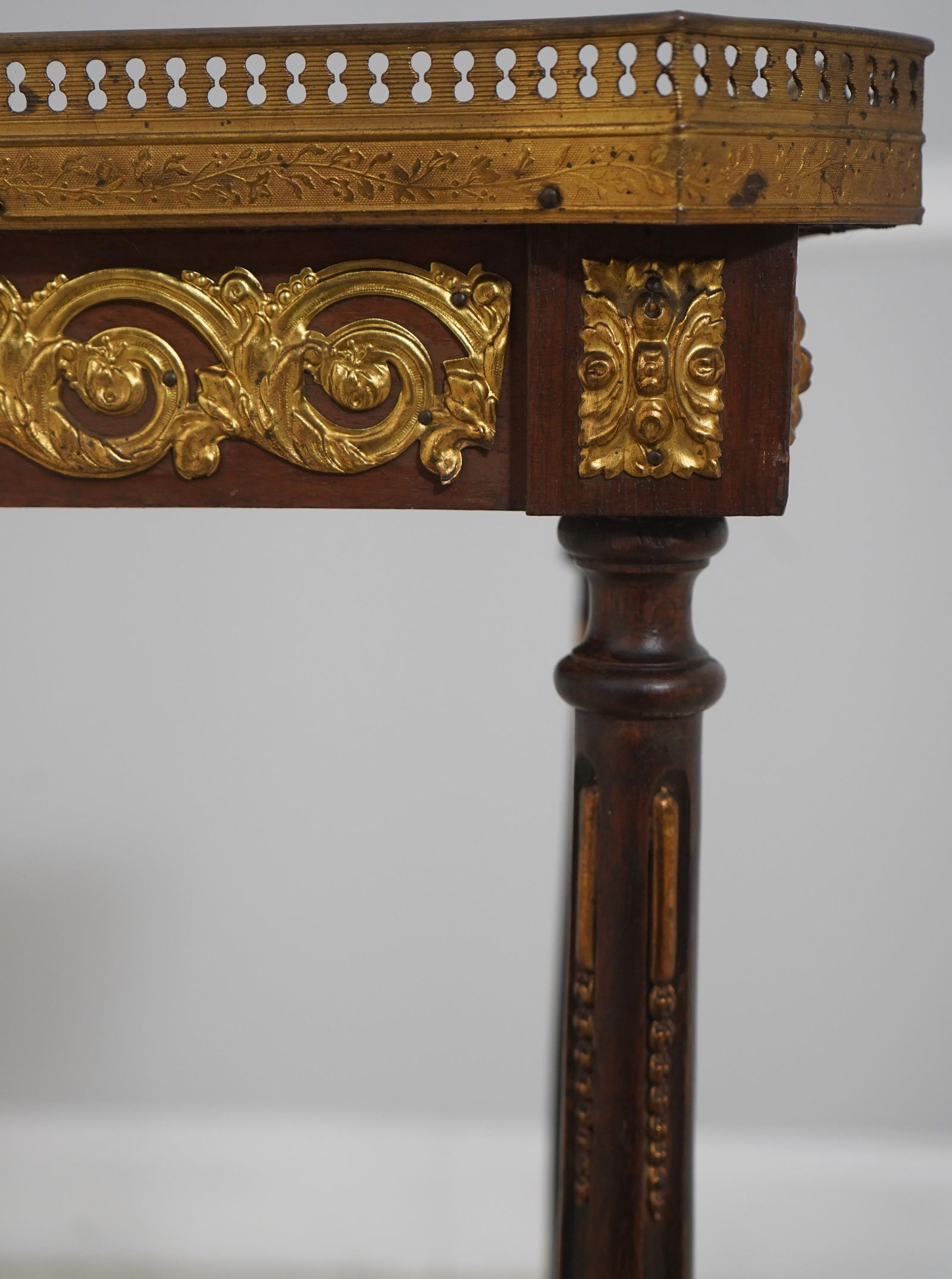 Vintage French Louis XVI Marble Top and Brass Lamp Table Plant Stand - 6