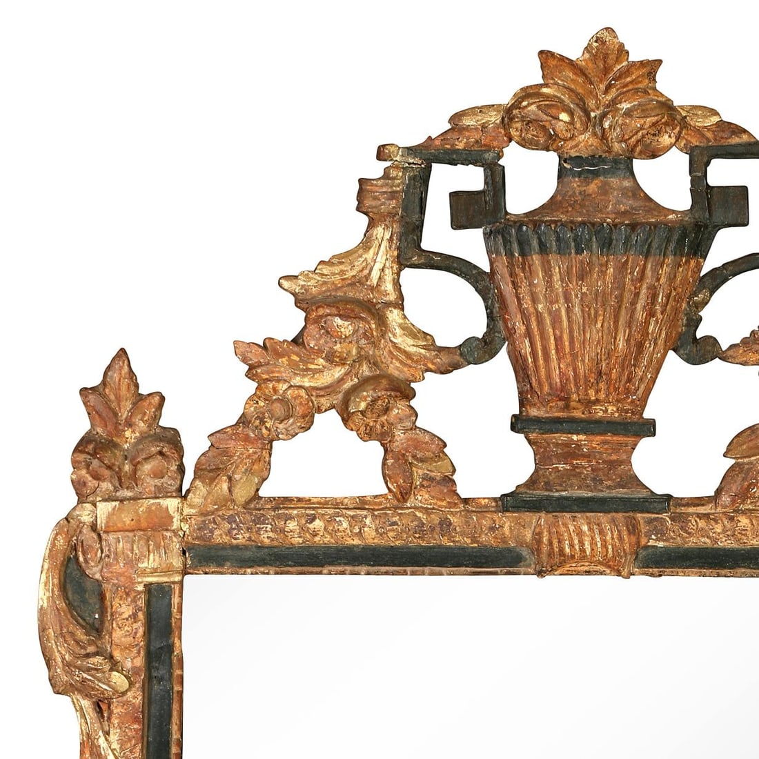 Antique Mirror With Gilt Carved Urn Crest and Garland Detail - 2