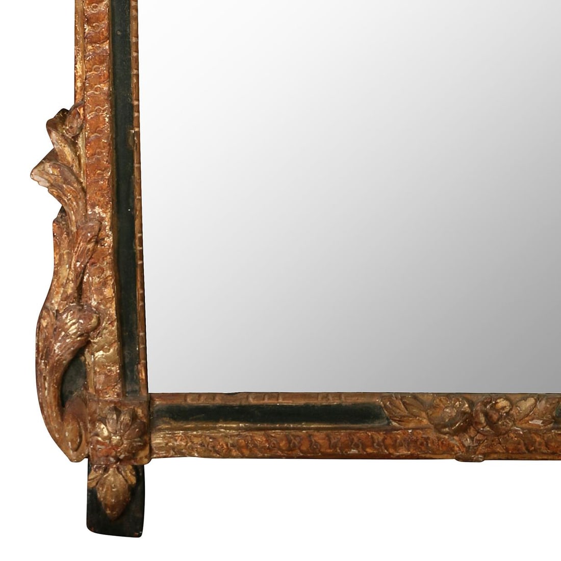 Antique Mirror With Gilt Carved Urn Crest and Garland Detail - 3