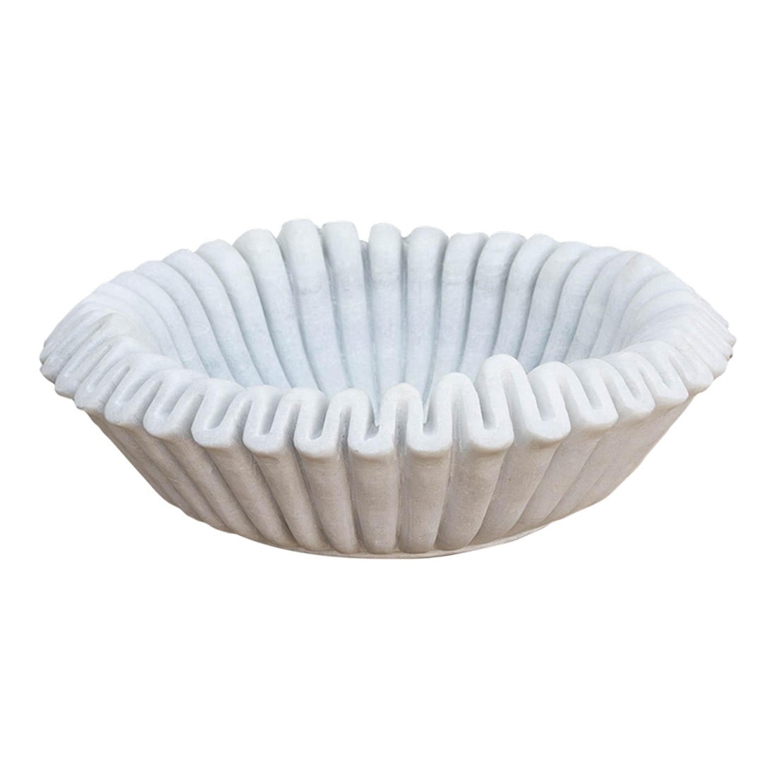 15" Carved Marble Fluted Bowl (1 of 7)