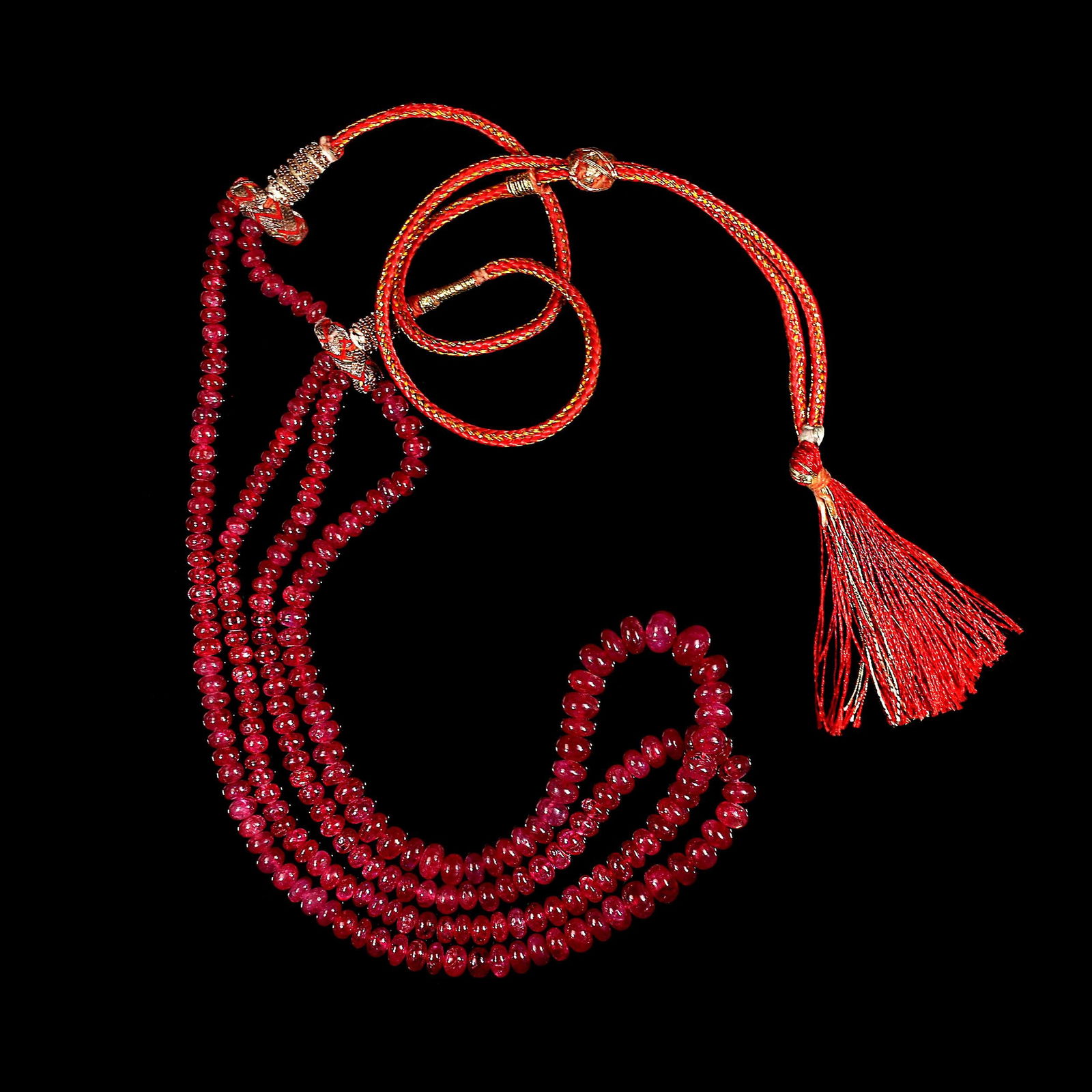 Ajd Two Strand Graduated Glowing Ruby Rondel Necklace - 3
