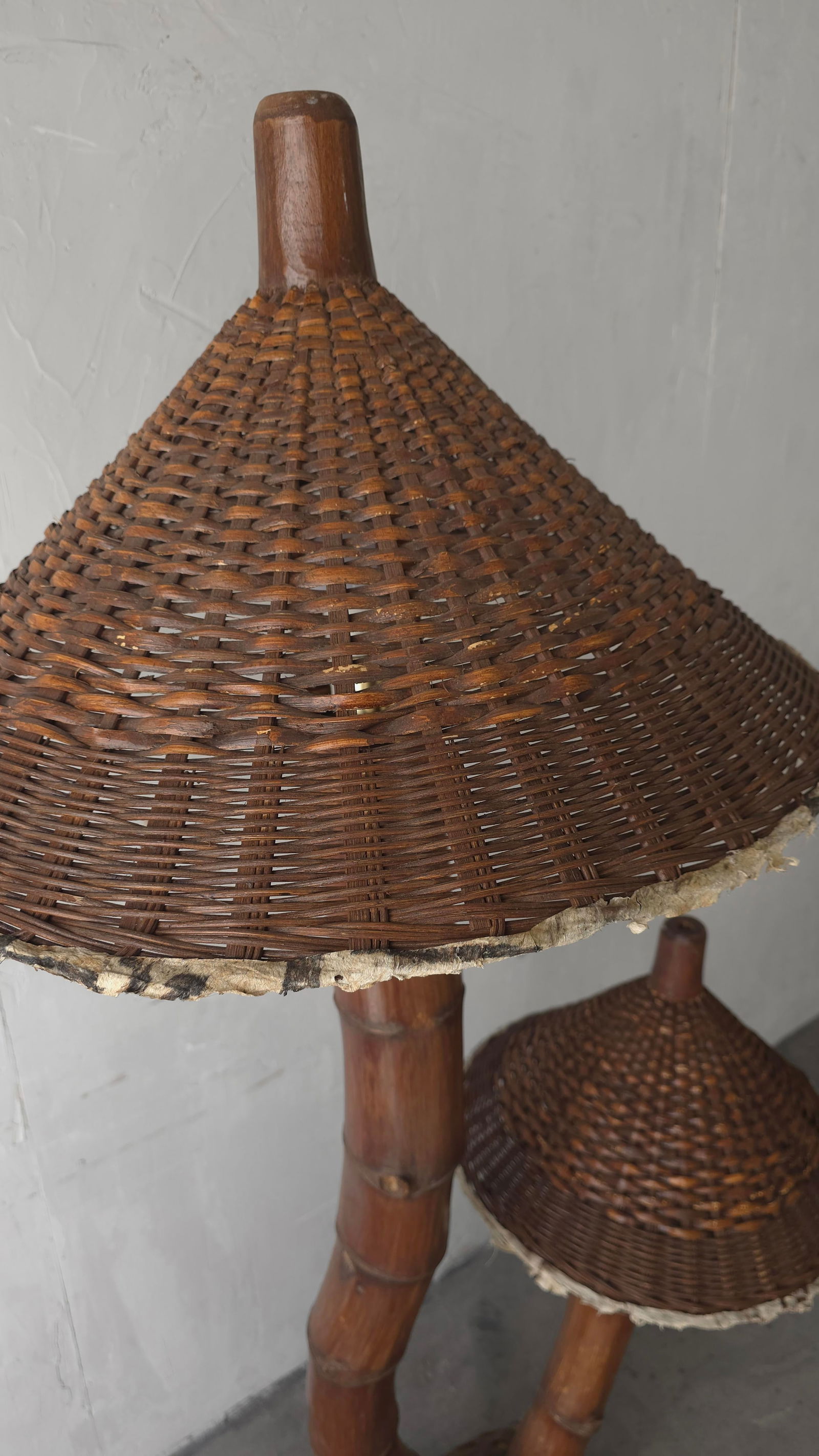 1950s Large Scale Bamboo Floor Lamp - 4