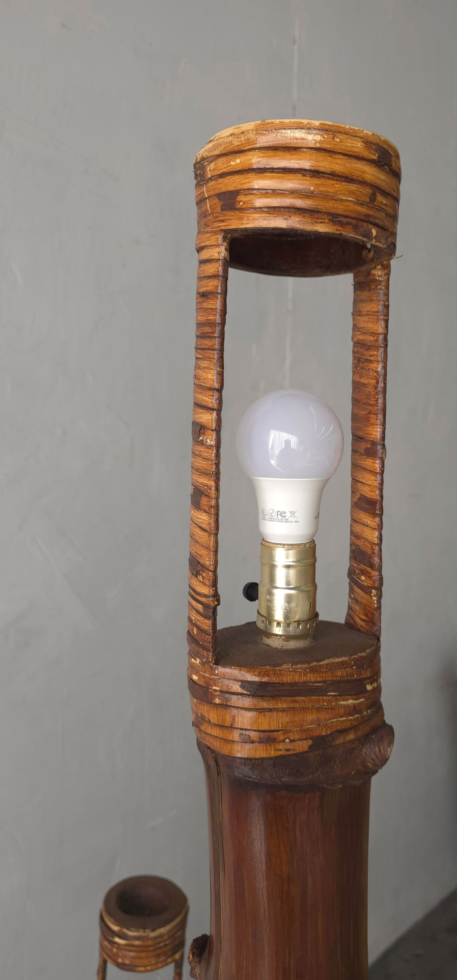 1950s Large Scale Bamboo Floor Lamp - 6