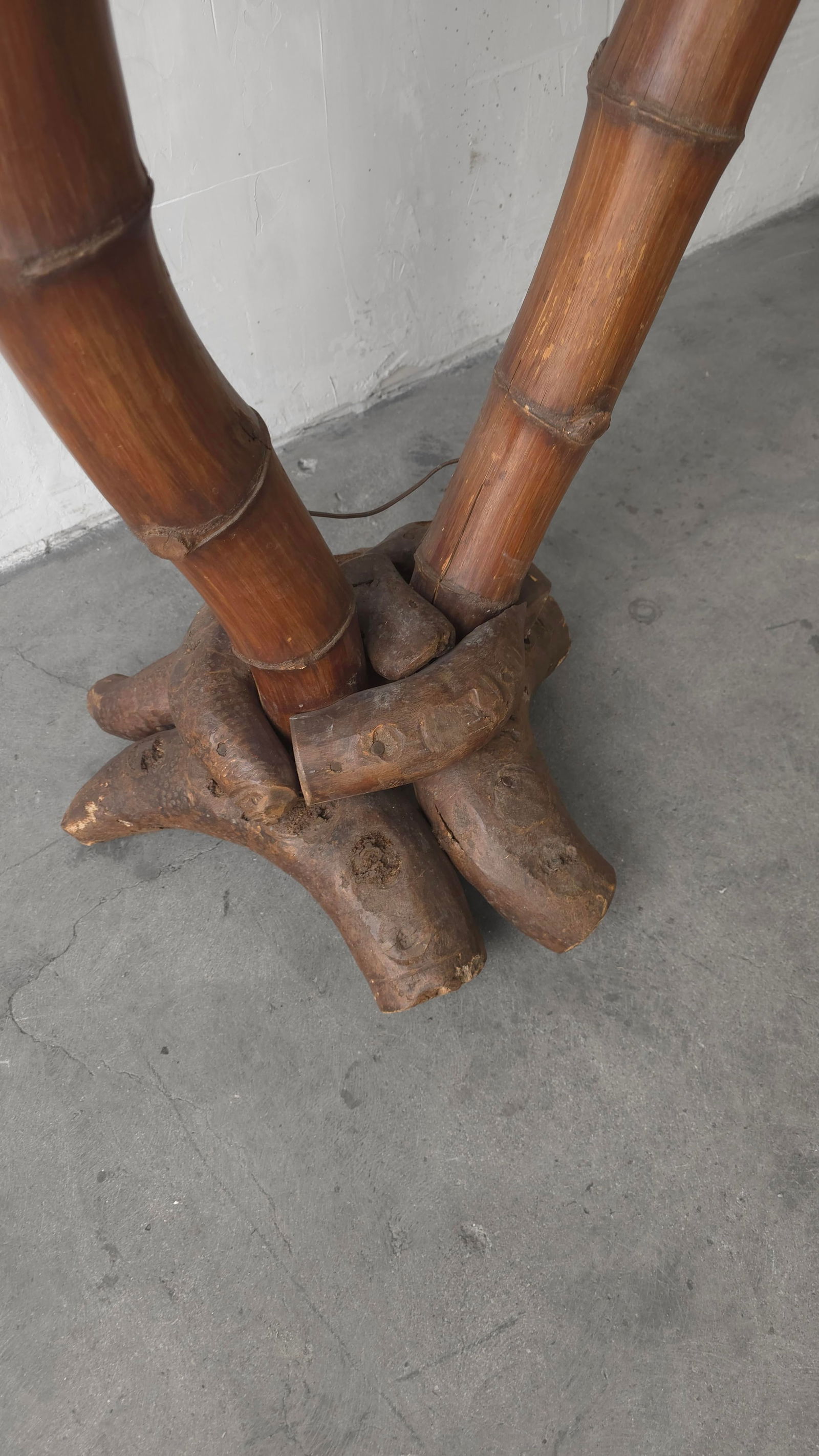 1950s Large Scale Bamboo Floor Lamp - 7