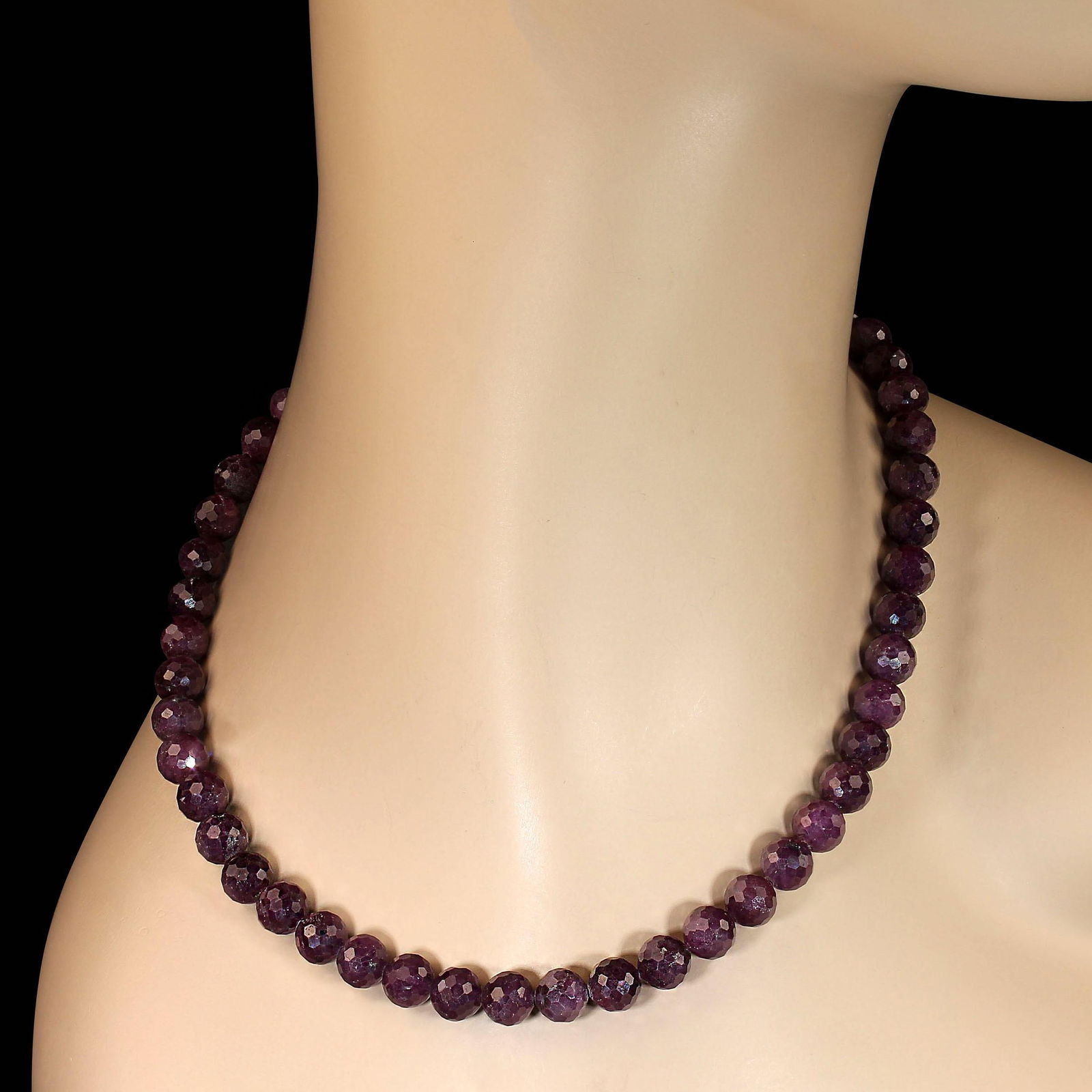 Ajd 17 Inch Sparkling Natural Ruby Purple Faceted 9mm Necklace July Birthstone - 3