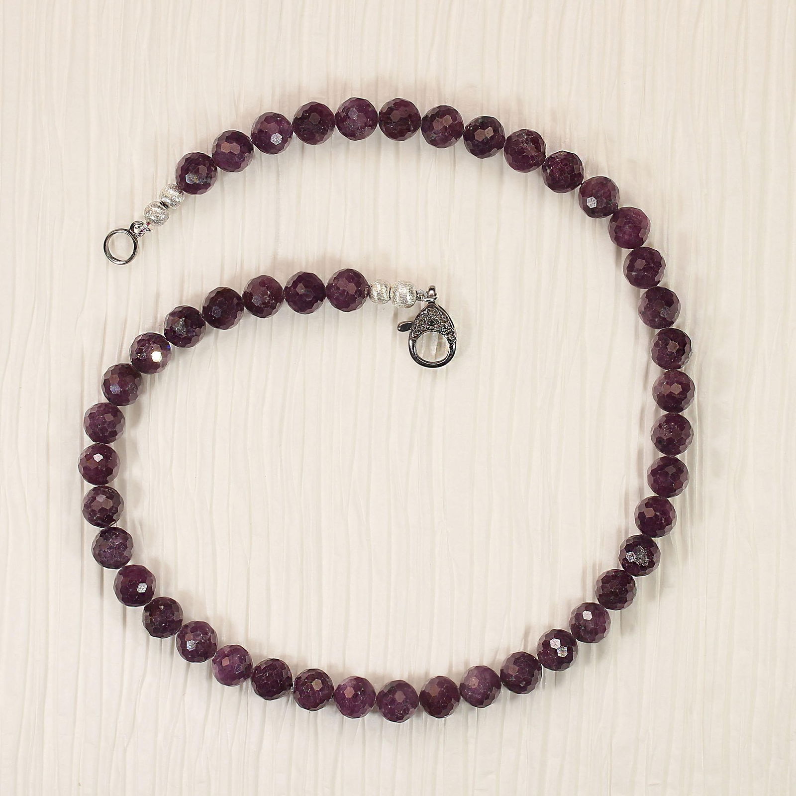 Ajd 17 Inch Sparkling Natural Ruby Purple Faceted 9mm Necklace July Birthstone - 4