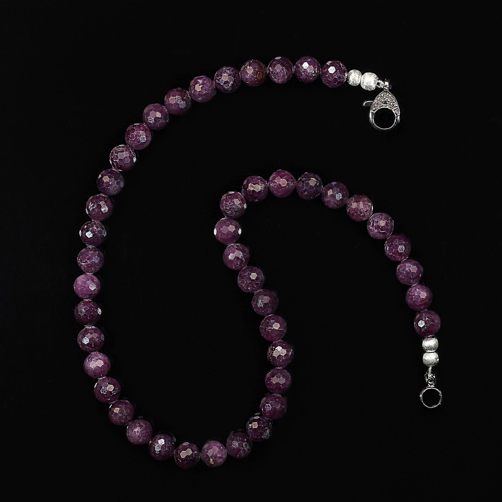Ajd 17 Inch Sparkling Natural Ruby Purple Faceted 9mm Necklace July Birthstone - 5