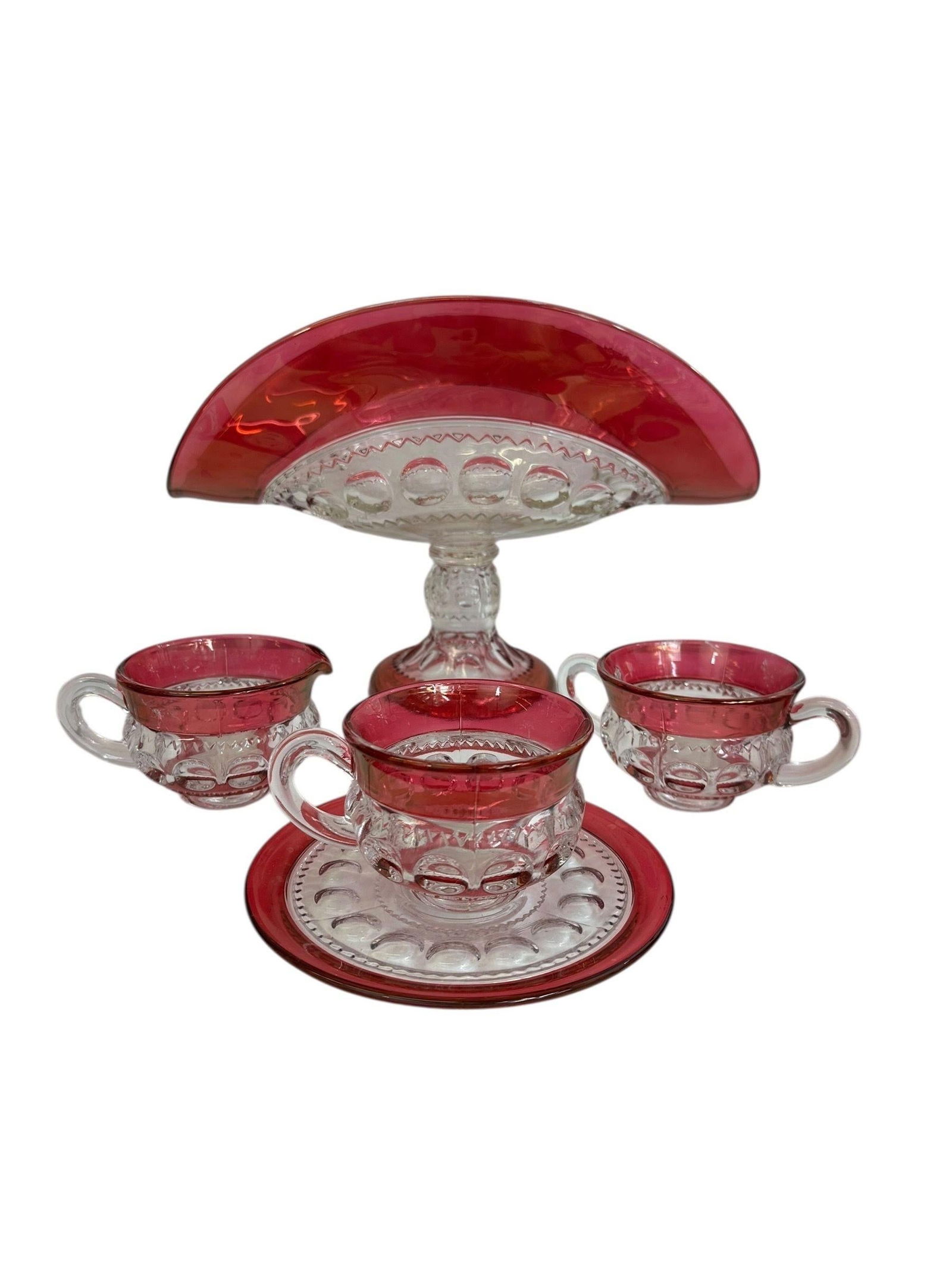 Vintage Tiffin Kings Crown Thumbprint Tea Set for 10 With Extras - 44 Pieces - 10