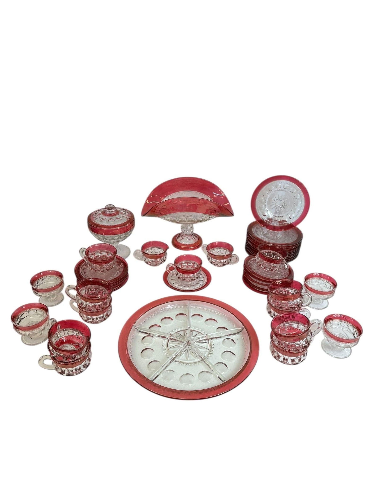 Vintage Tiffin Kings Crown Thumbprint Tea Set for 10 With Extras - 44 Pieces - 5