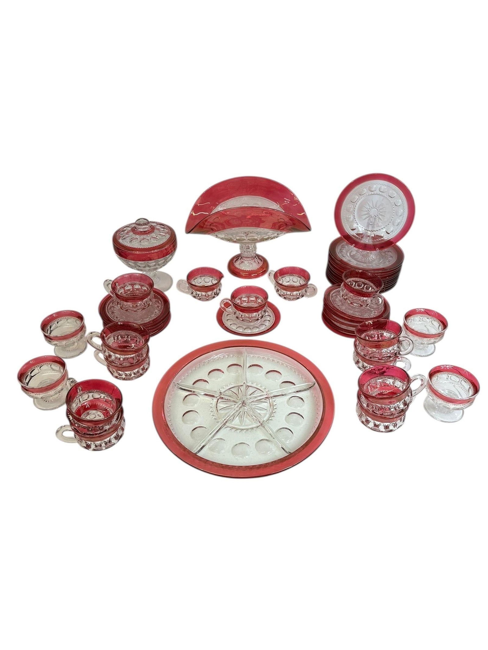 Vintage Tiffin Kings Crown Thumbprint Tea Set for 10 With Extras - 44 Pieces - 6