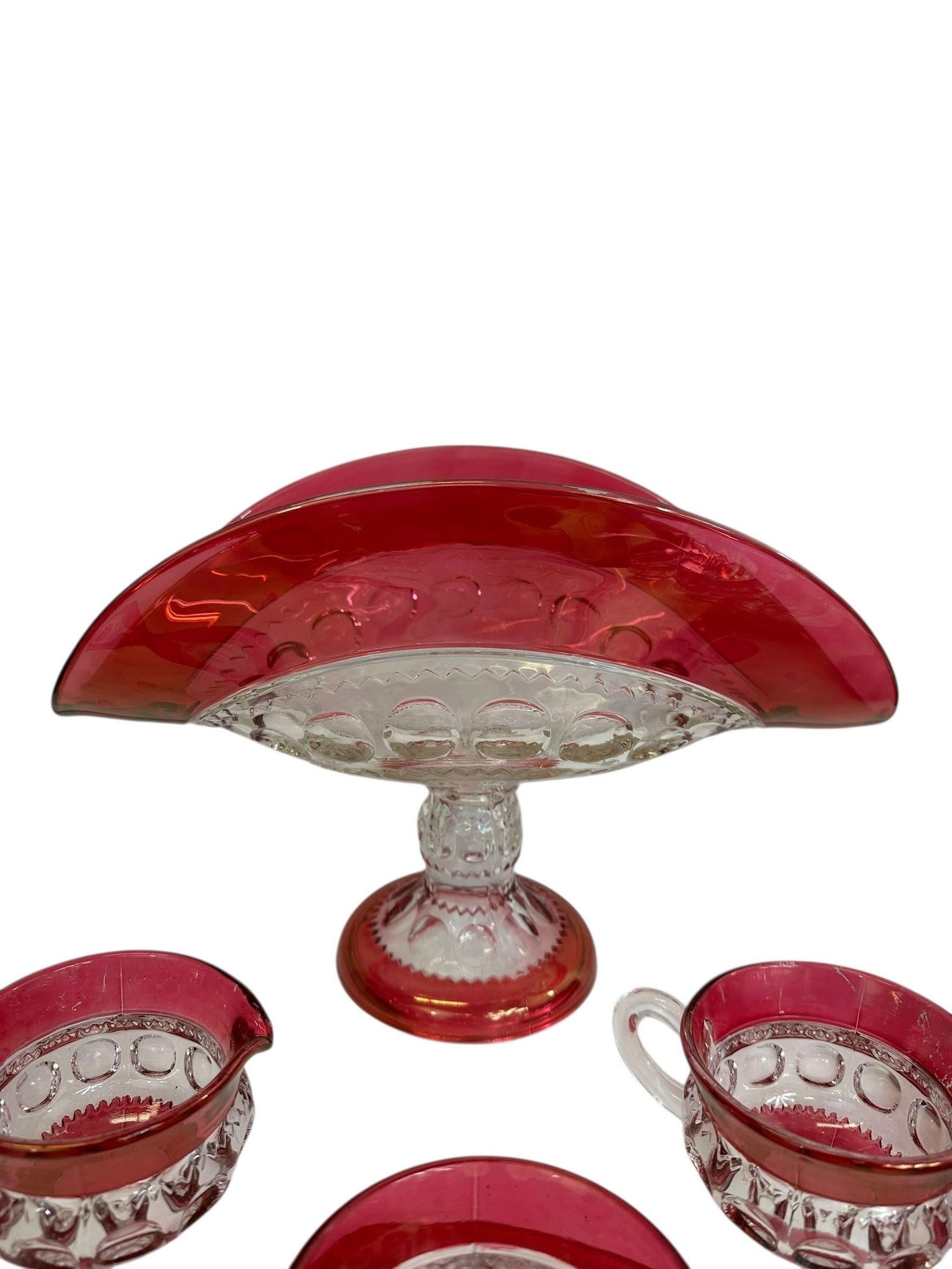 Vintage Tiffin Kings Crown Thumbprint Tea Set for 10 With Extras - 44 Pieces - 9