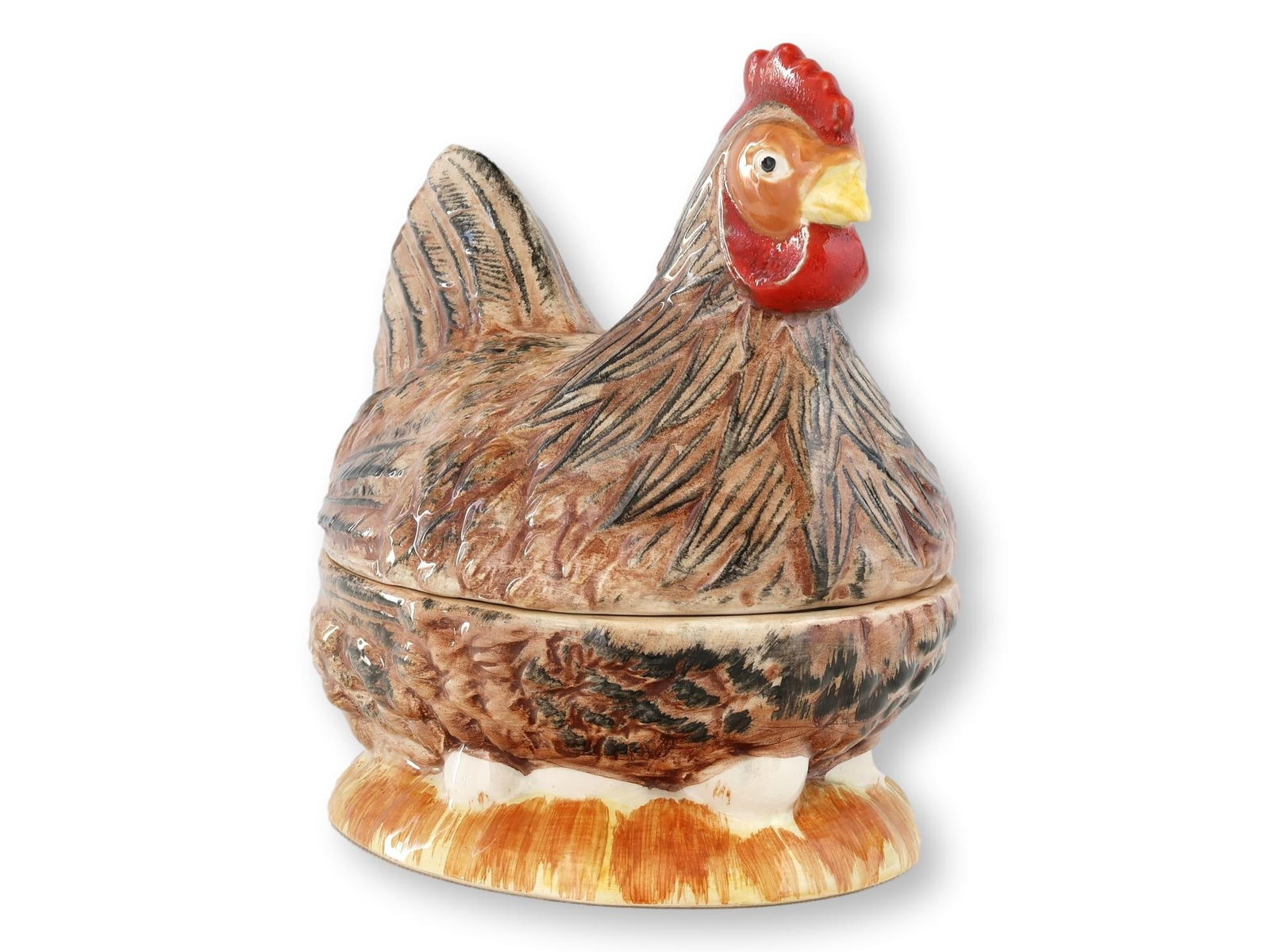 Midcentury French Majolica Hen Pâté Dishes - 3