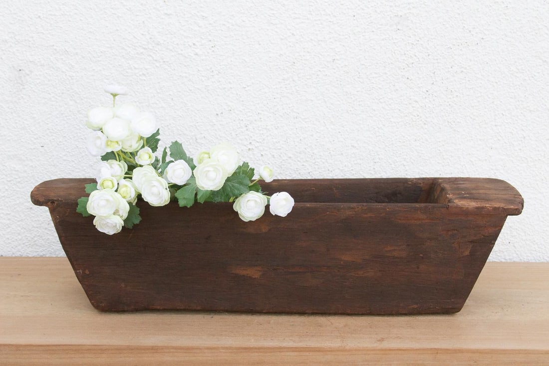 Long Rustic Wood Rectangular Bowl - 2