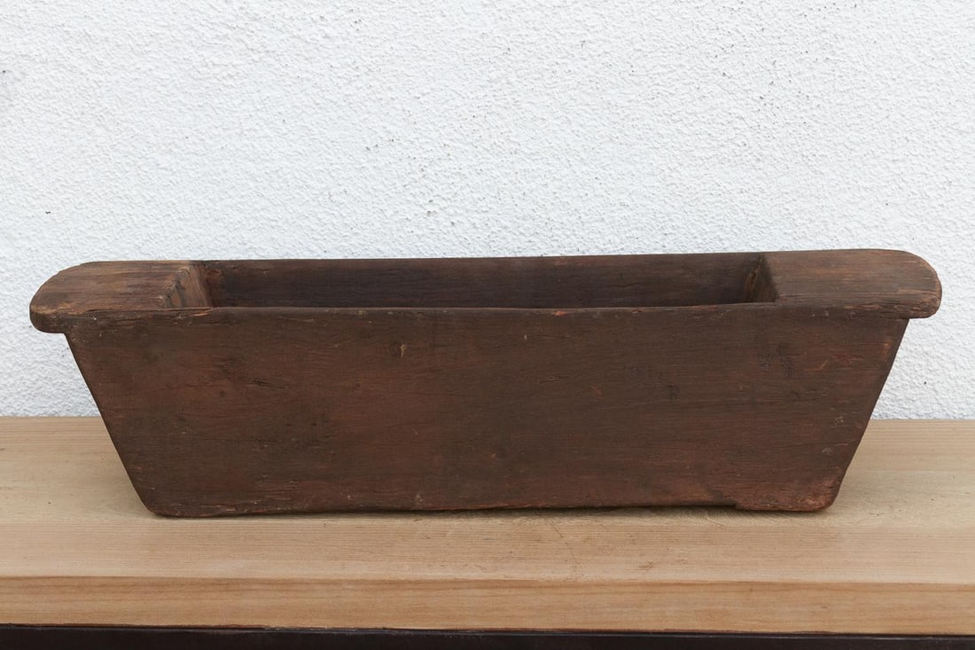 Long Rustic Wood Rectangular Bowl - 5