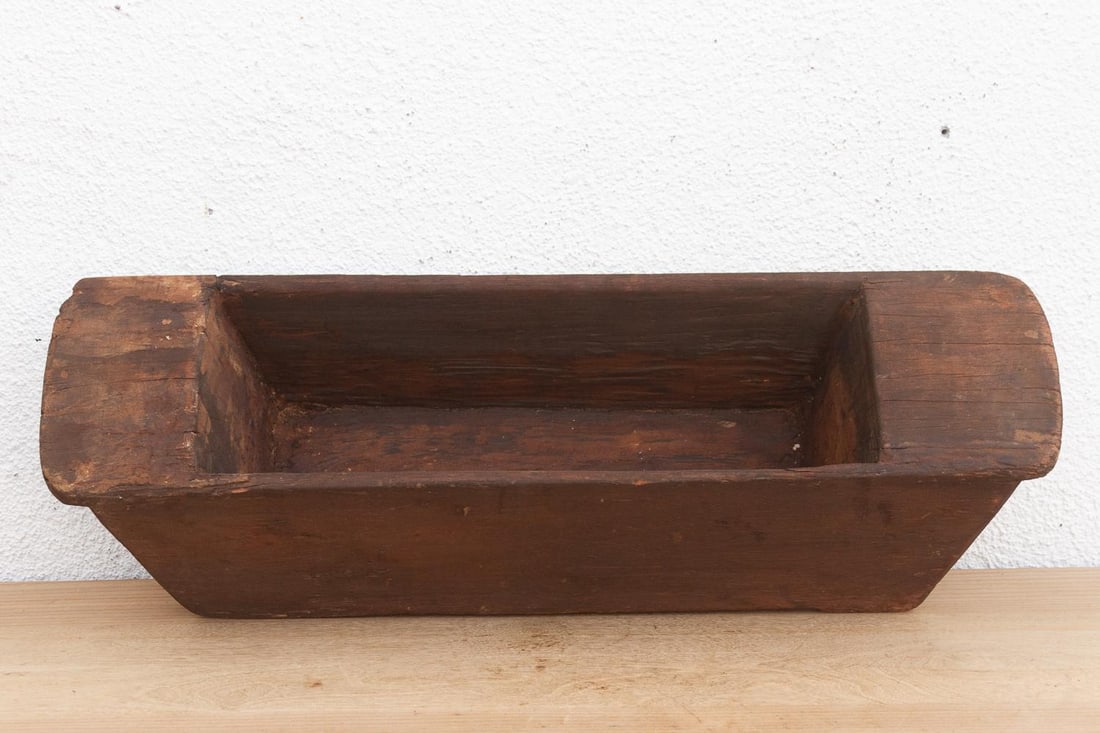 Long Rustic Wood Rectangular Bowl - 6