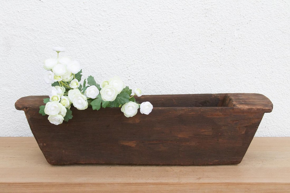 Long Rustic Wood Rectangular Bowl - 7