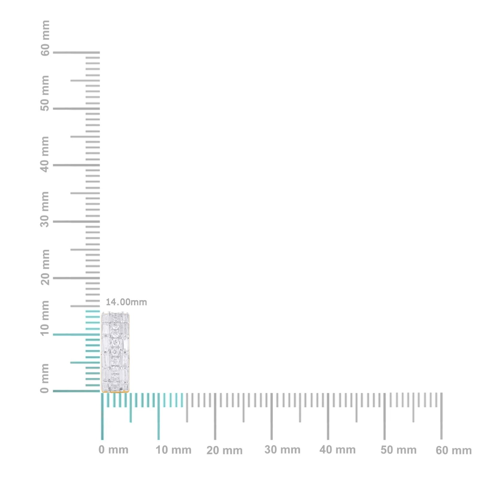 10K Yellow Gold Round Baguette Diamond Designer Hoop Earring 5/8 Cttw, A Pair - 2