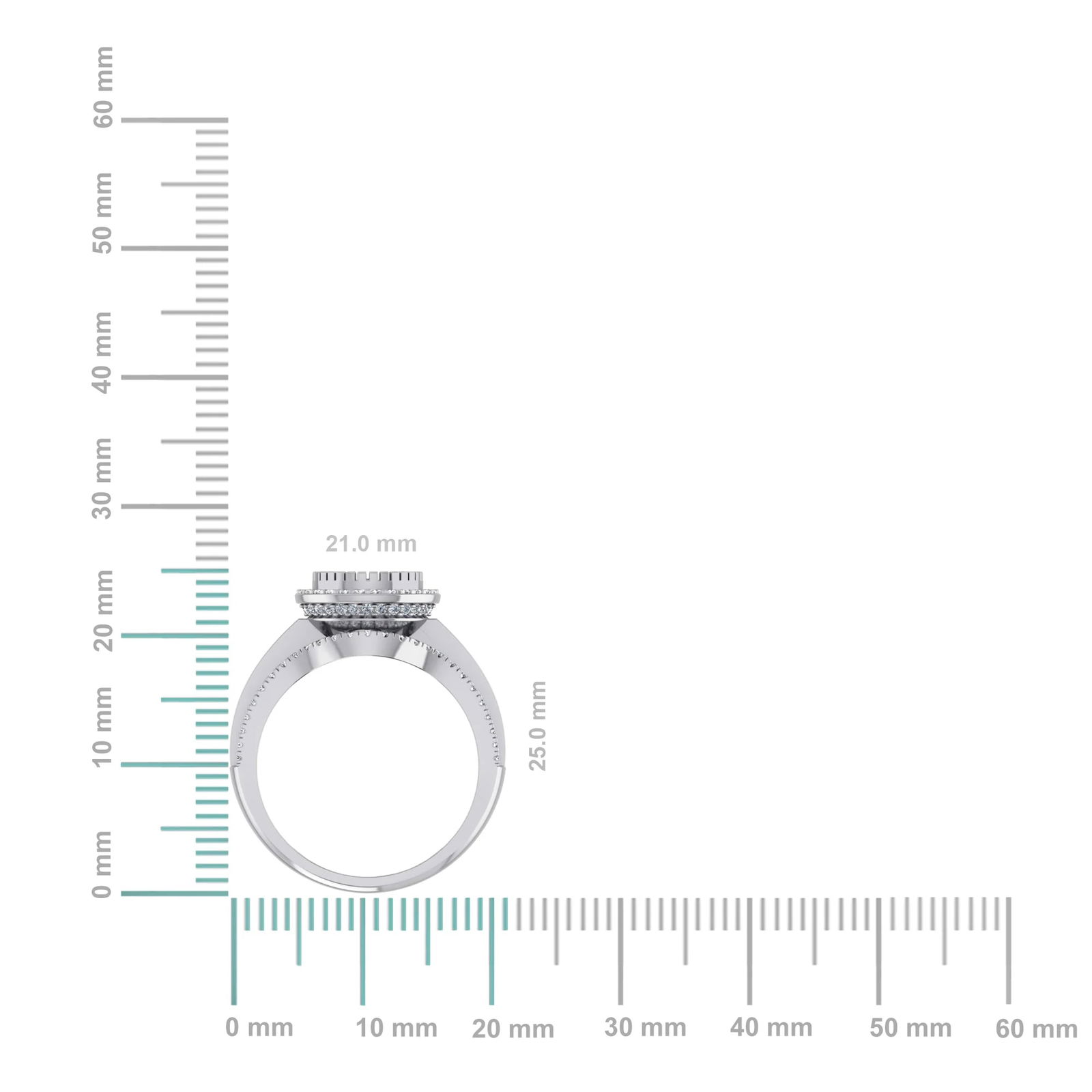 10K White Gold Round Baguette Diamond Halo Sz 7 Designer Ladies Ring 7/8 Cttw, Size 7 - 2