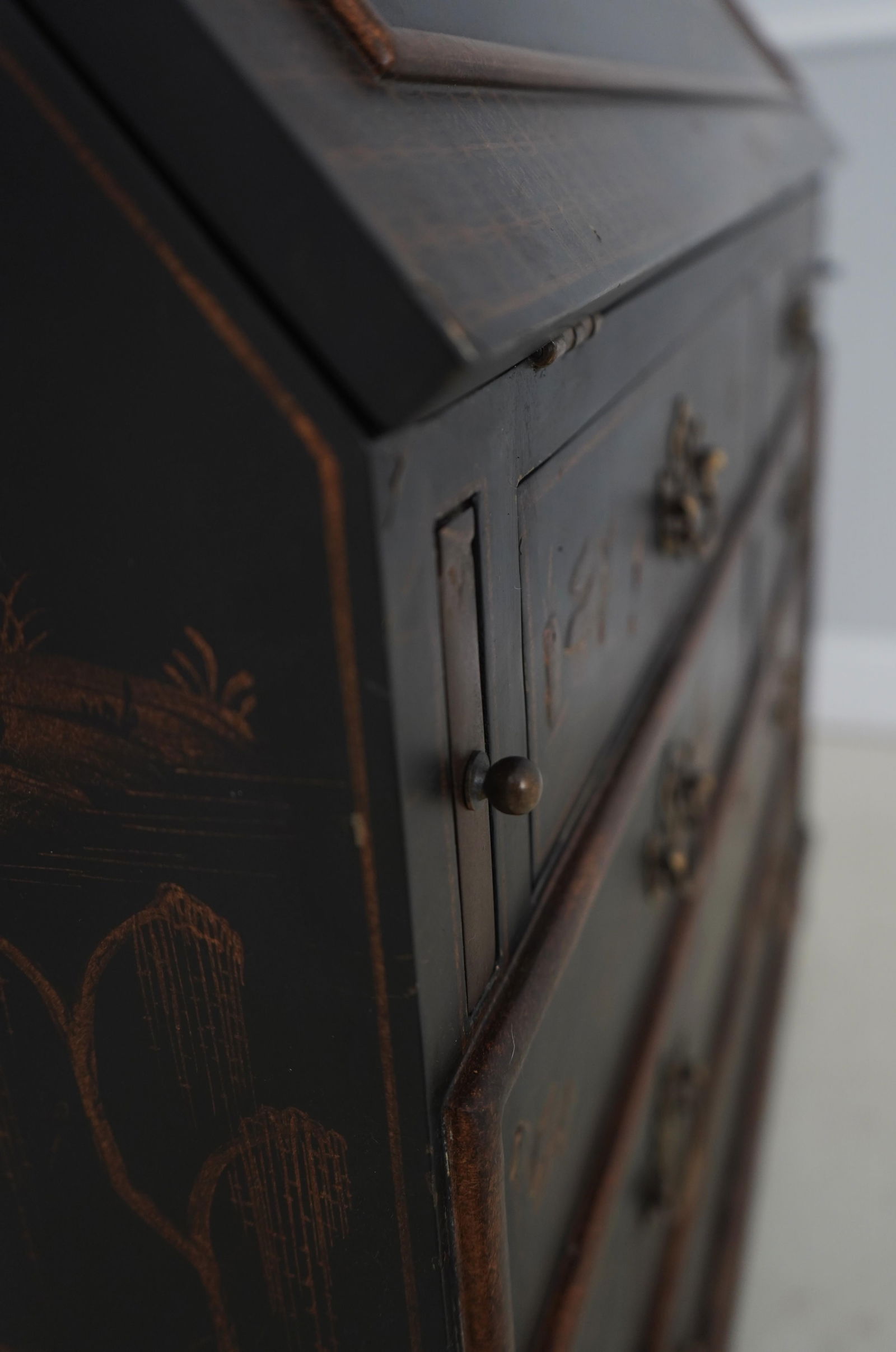 Harden Black Painted Chinoiserie Secretary Desk - 15