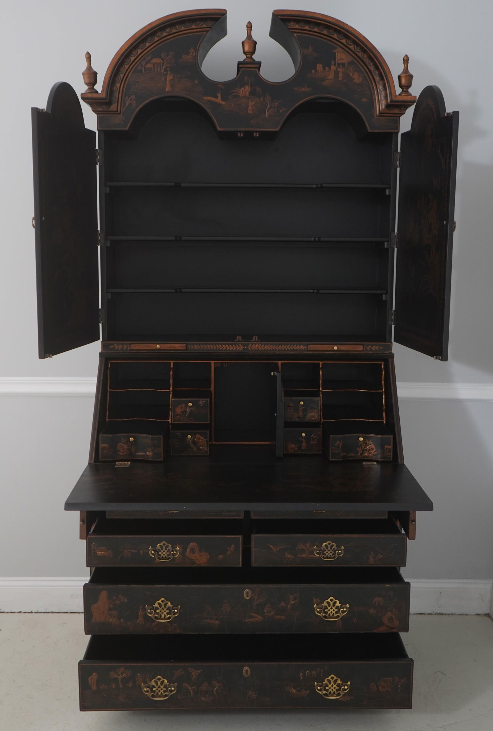 Harden Black Painted Chinoiserie Secretary Desk - 3