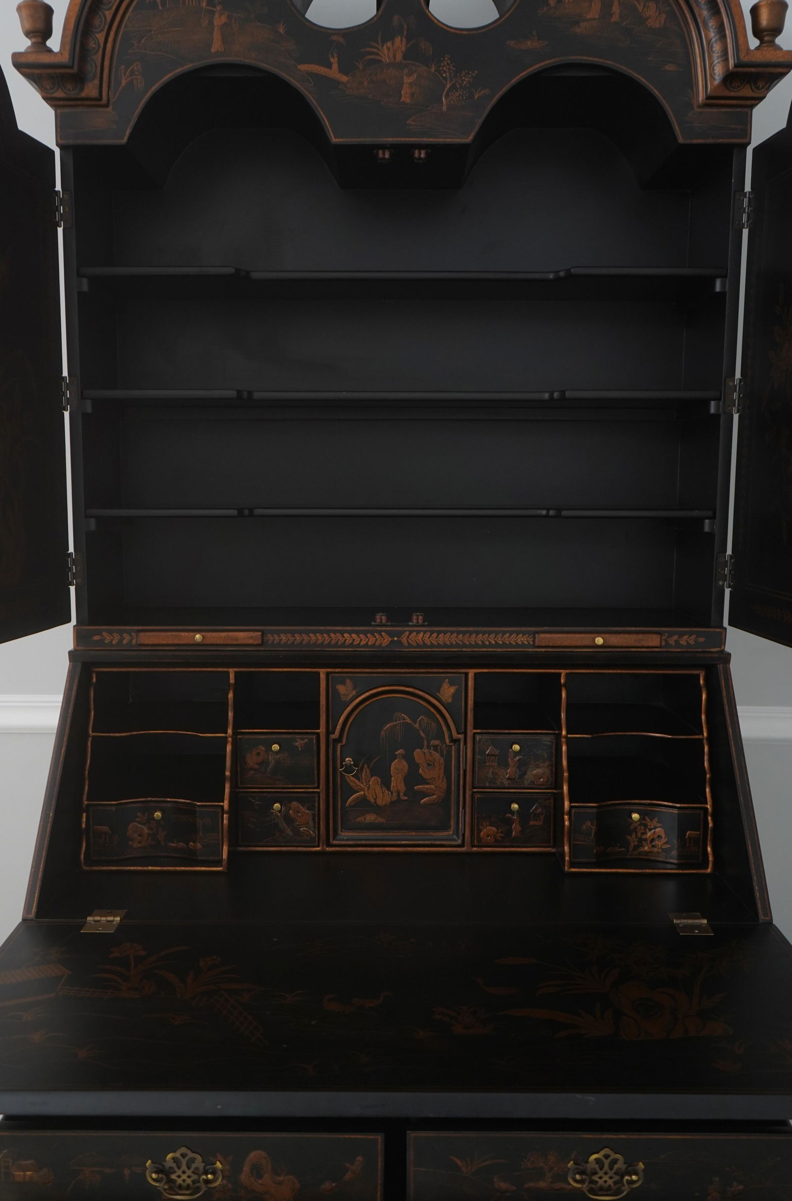 Harden Black Painted Chinoiserie Secretary Desk - 7