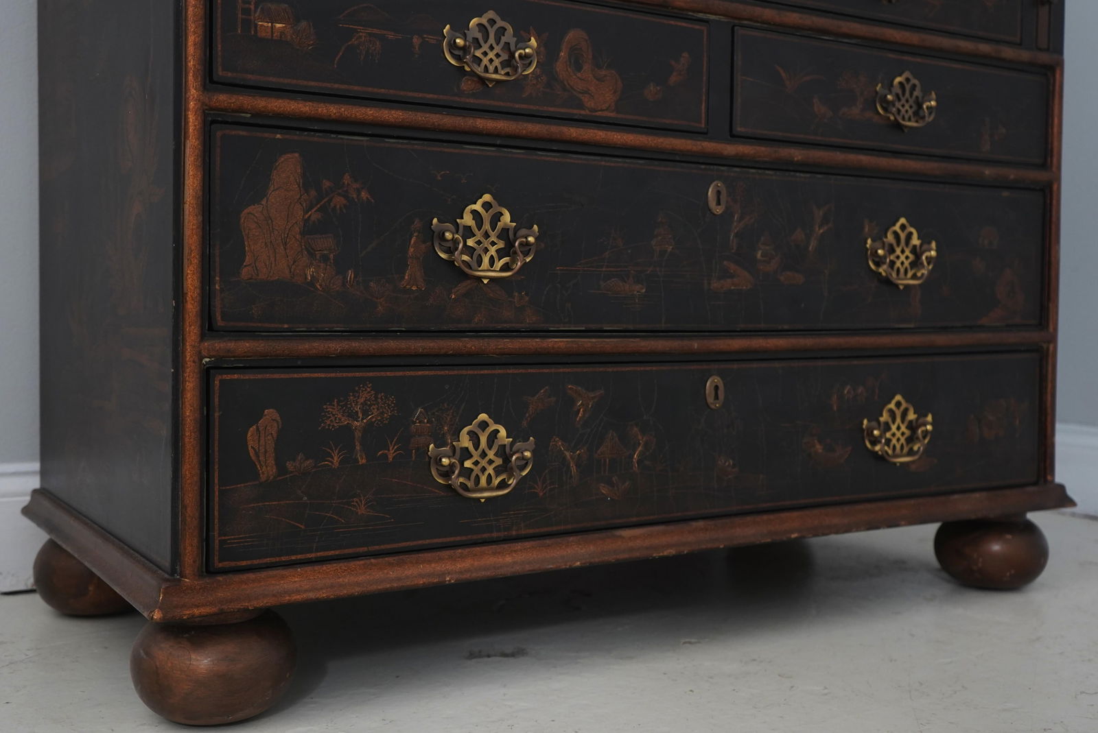Harden Black Painted Chinoiserie Secretary Desk - 9