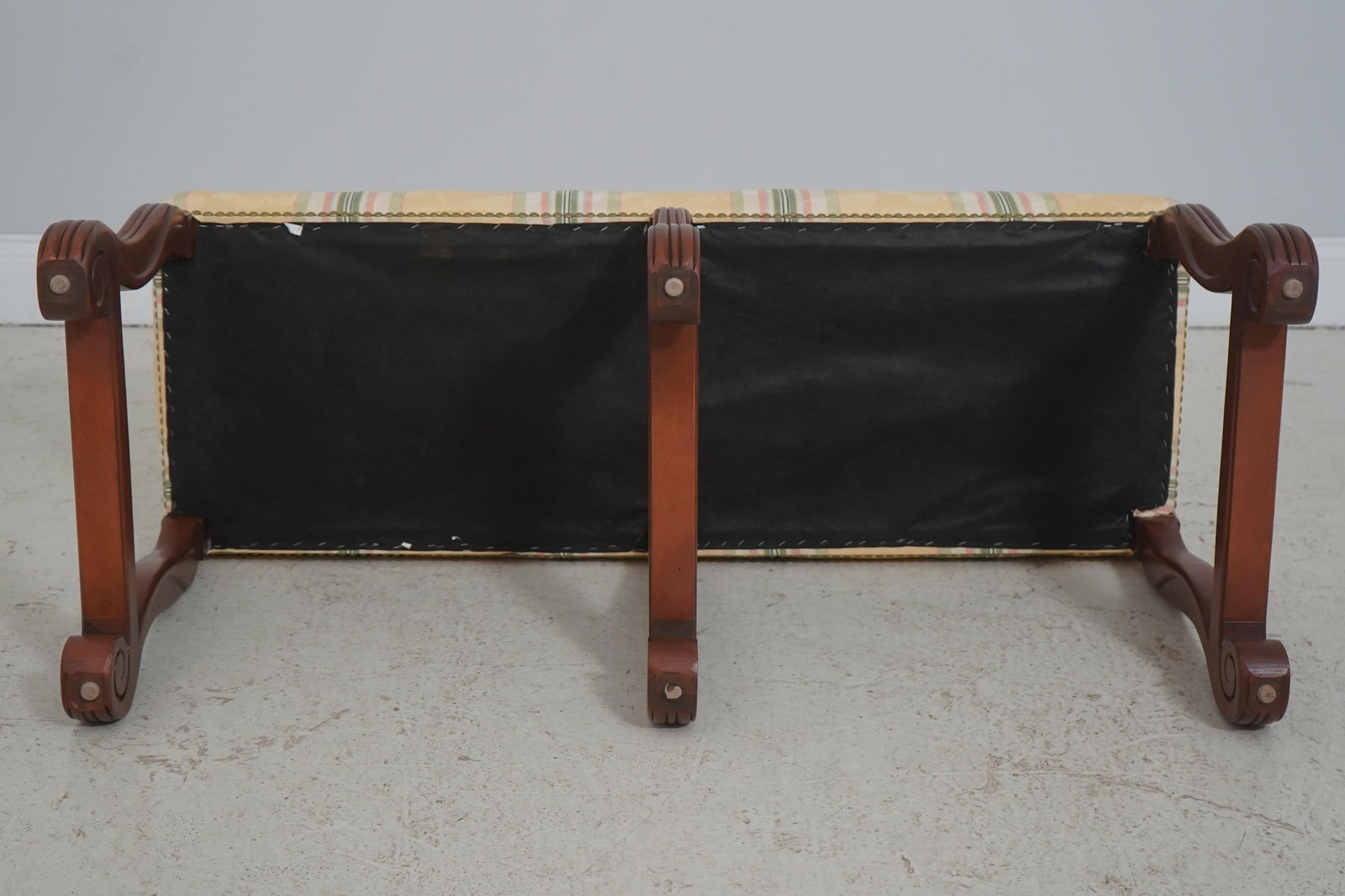 English Regency Six-Leg Mahogany Upholstered Window Bench - 12