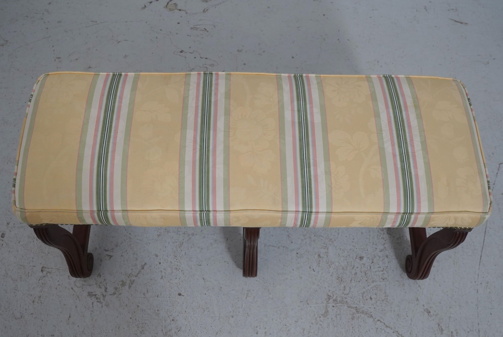 English Regency Six-Leg Mahogany Upholstered Window Bench - 3