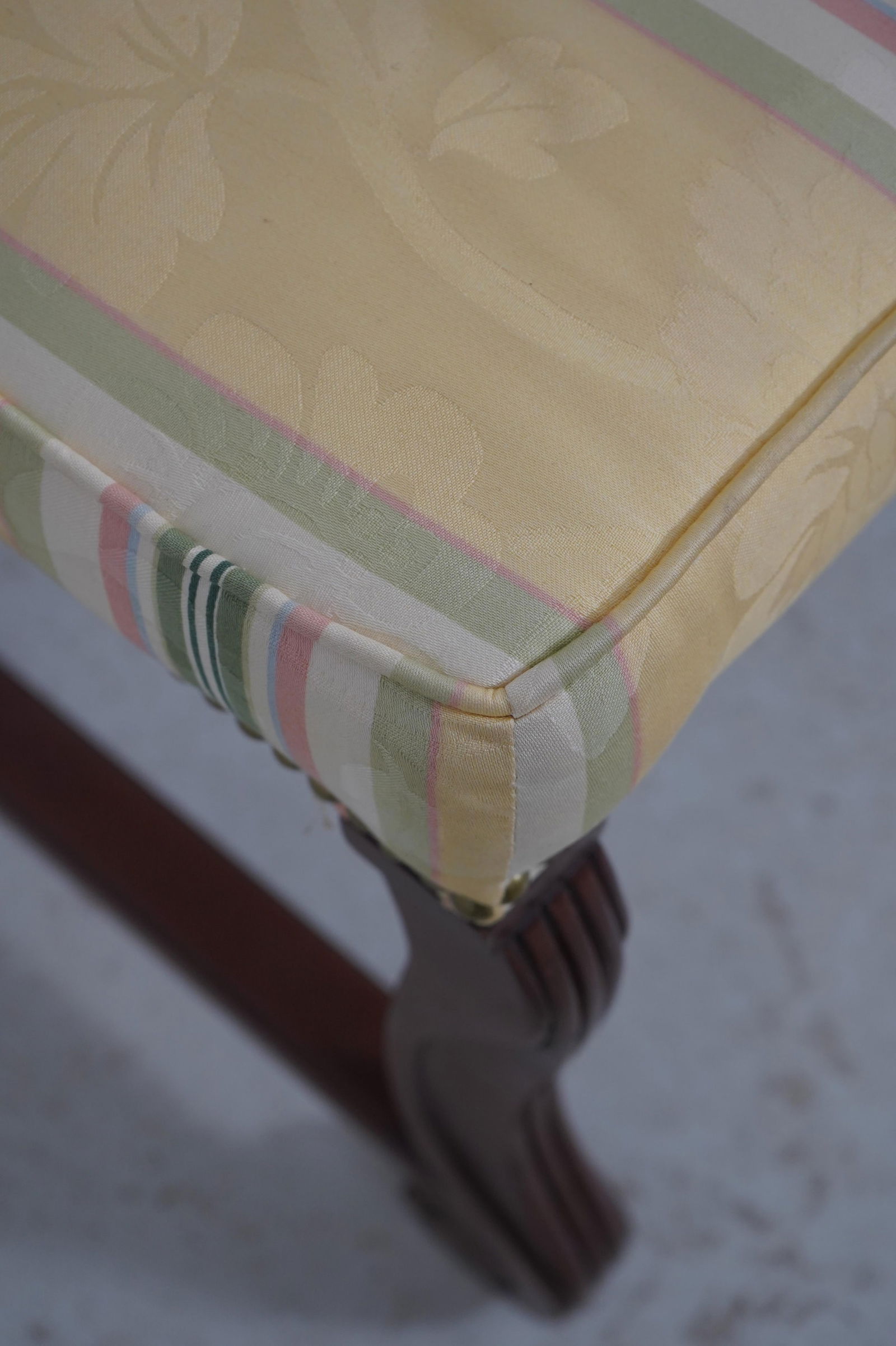 English Regency Six-Leg Mahogany Upholstered Window Bench - 6