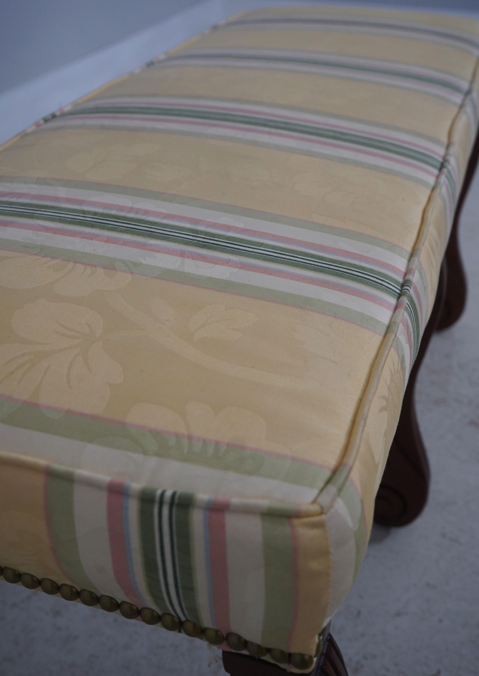 English Regency Six-Leg Mahogany Upholstered Window Bench - 9