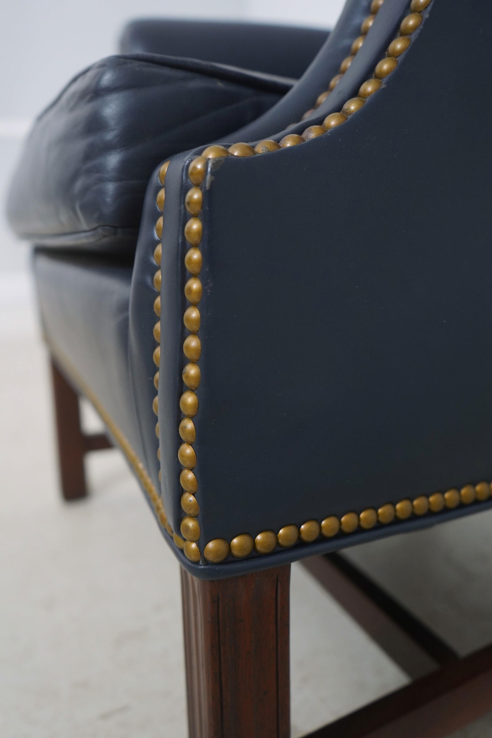 Hancock and Moore Chippendale Style Leather Wingback Chair - 15