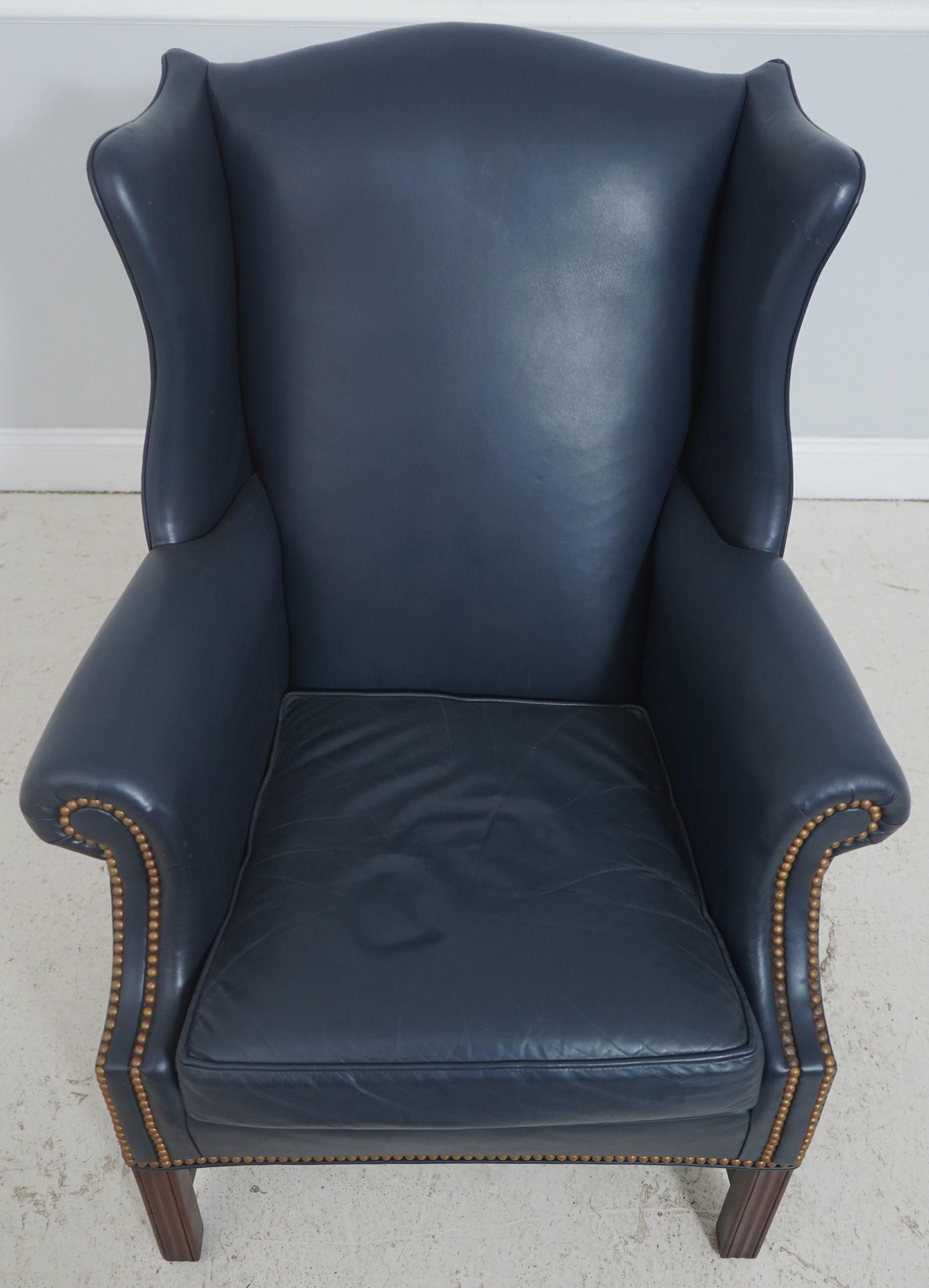 Hancock and Moore Chippendale Style Leather Wingback Chair - 2