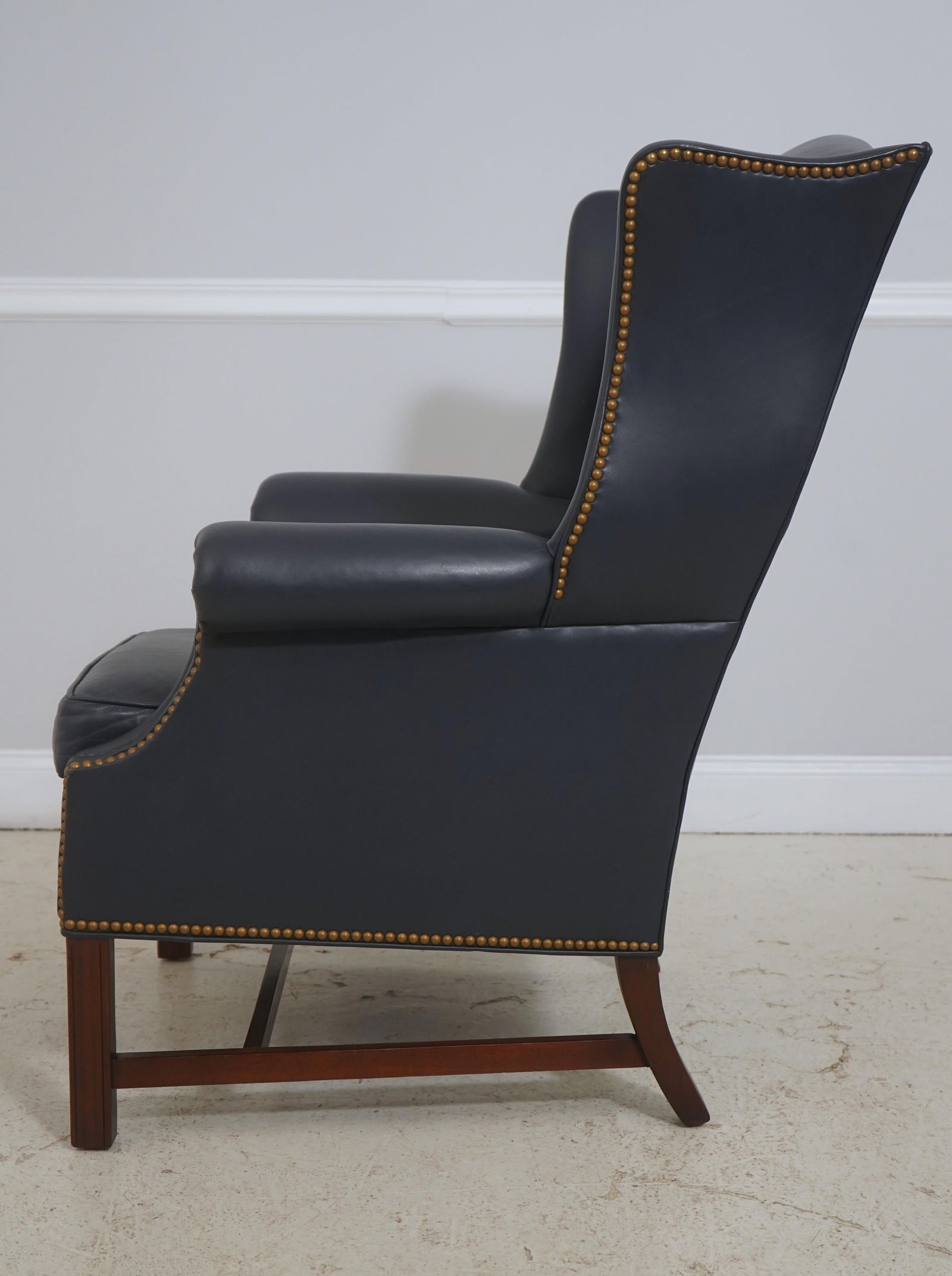 Hancock and Moore Chippendale Style Leather Wingback Chair - 3