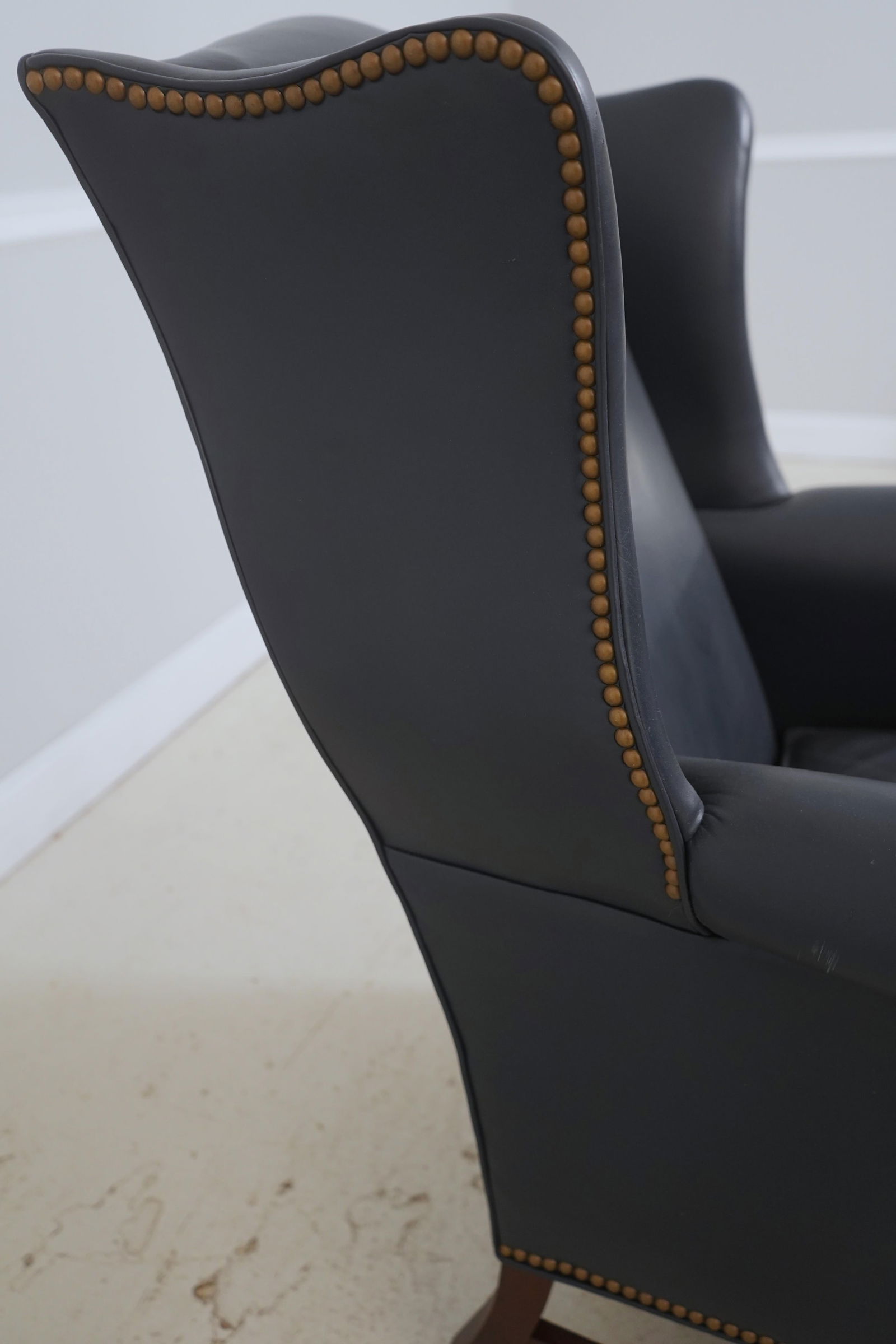 Hancock and Moore Chippendale Style Leather Wingback Chair - 6