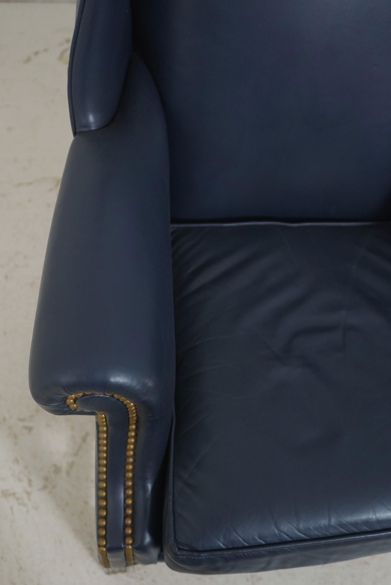 Hancock and Moore Chippendale Style Leather Wingback Chair - 7