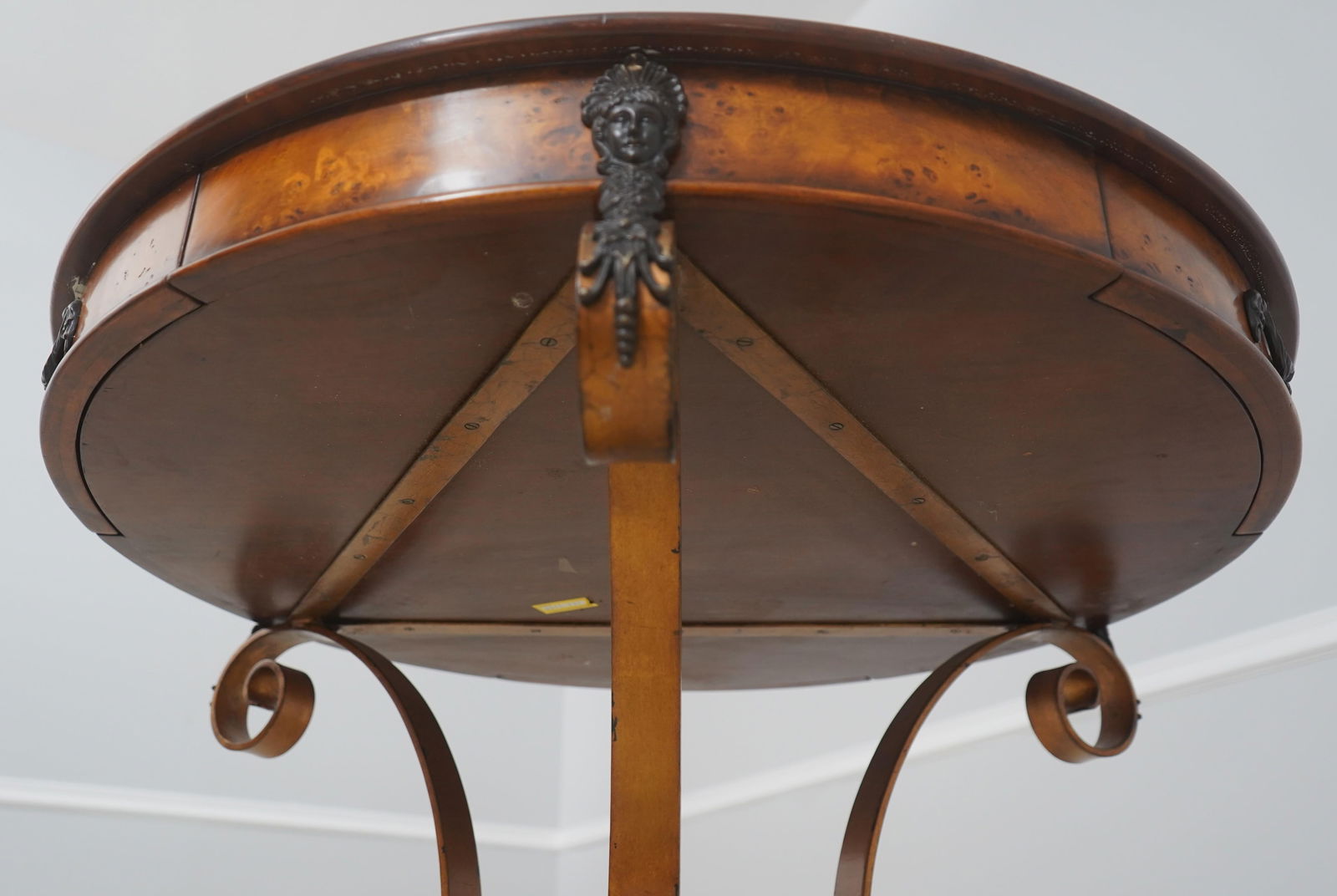 Theodore Alexander Round Iron and Burl Walnut Drum Table - 16