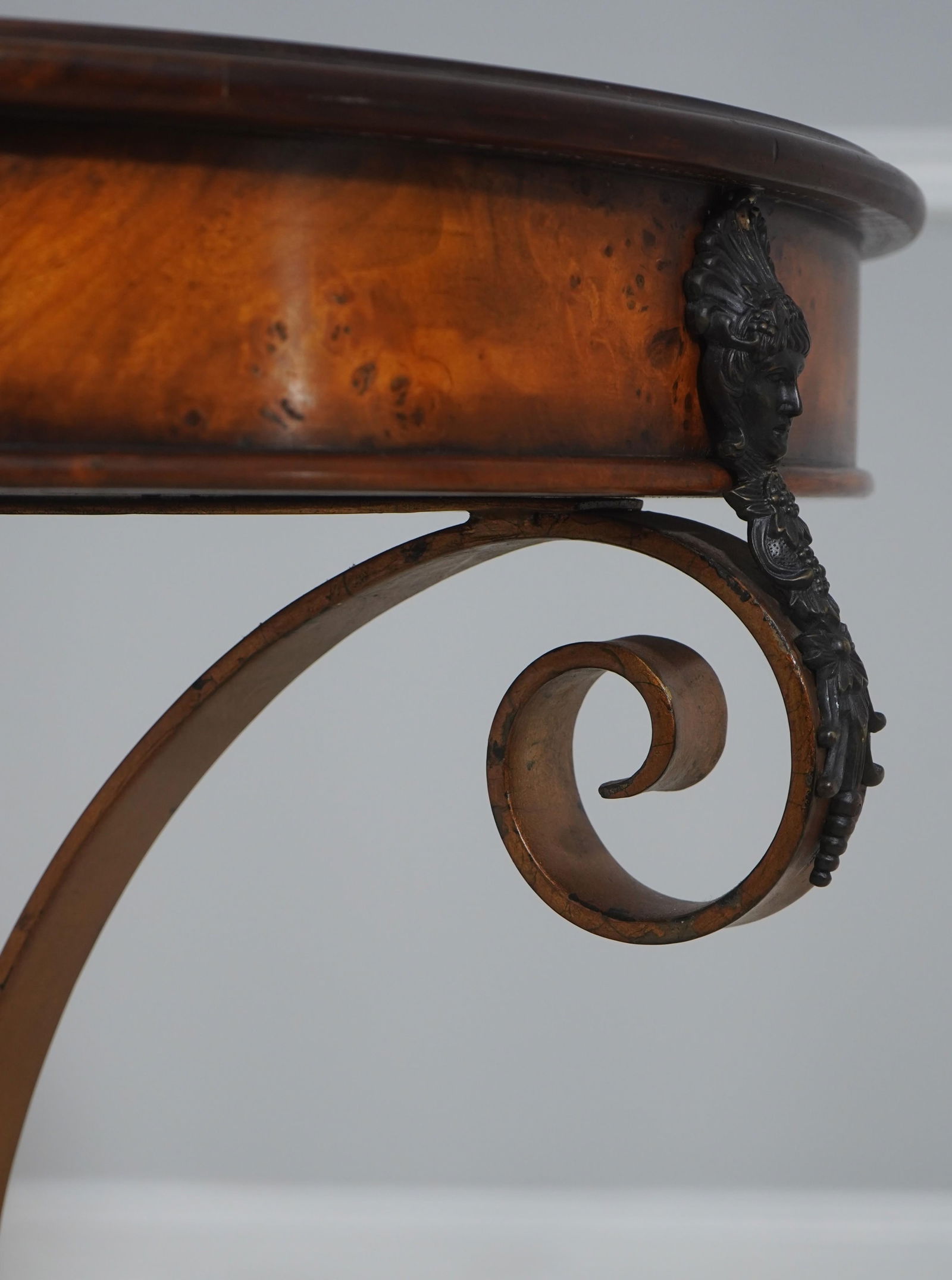 Theodore Alexander Round Iron and Burl Walnut Drum Table - 6