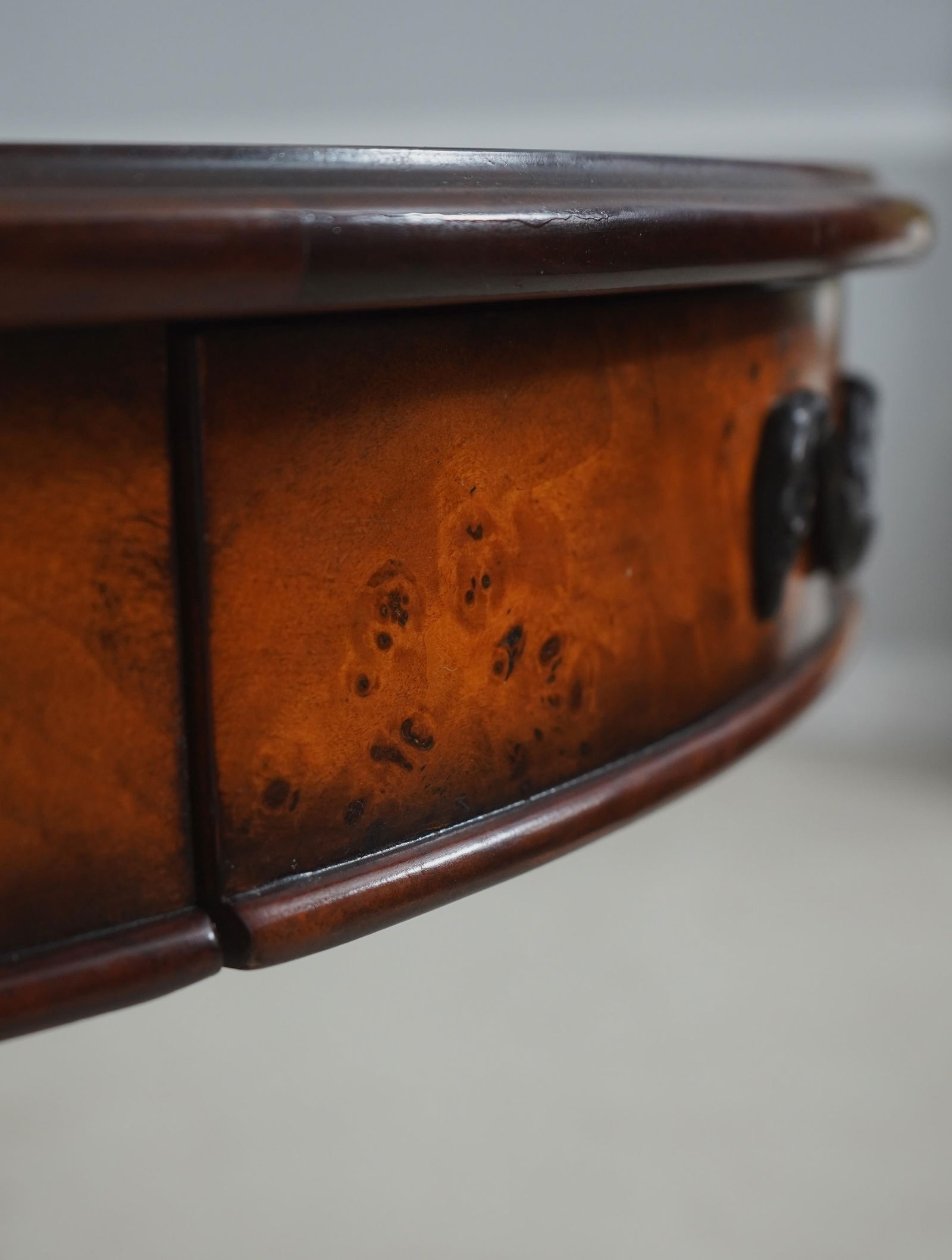 Theodore Alexander Round Iron and Burl Walnut Drum Table - 7