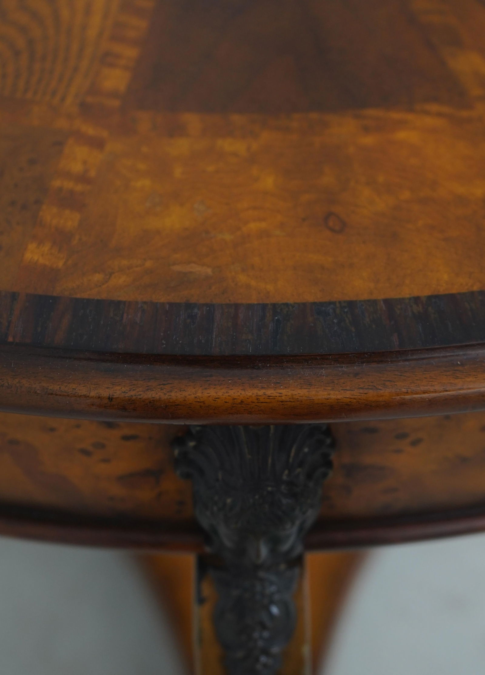Theodore Alexander Round Iron and Burl Walnut Drum Table - 8