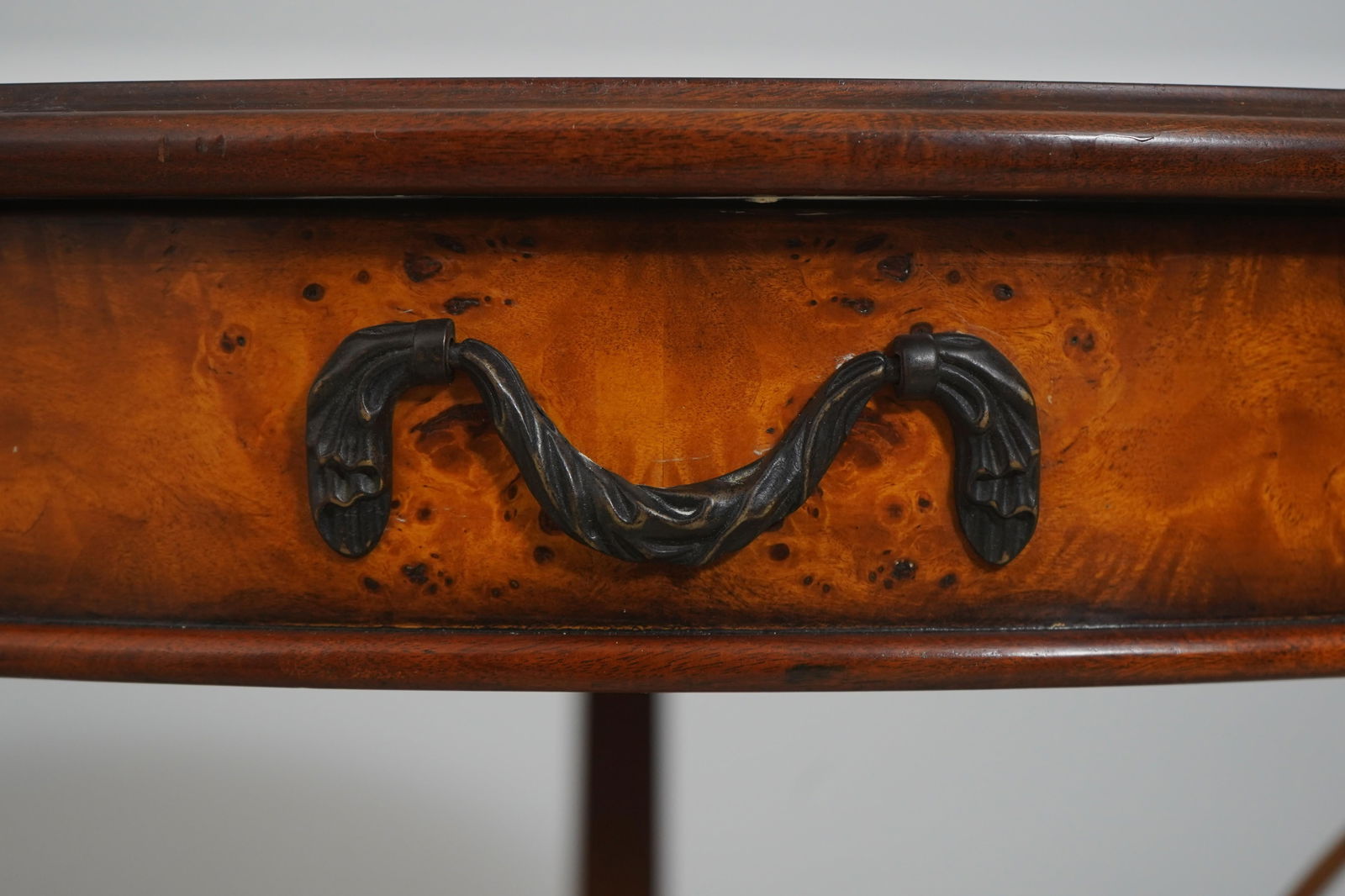 Theodore Alexander Round Iron and Burl Walnut Drum Table - 9