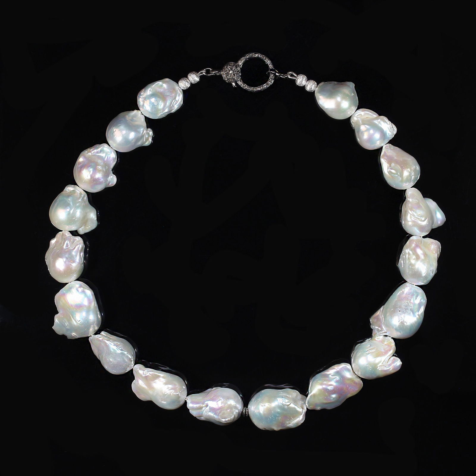 Ajd 18 Inch Magnificent White Baroque Pearl Necklace - 2