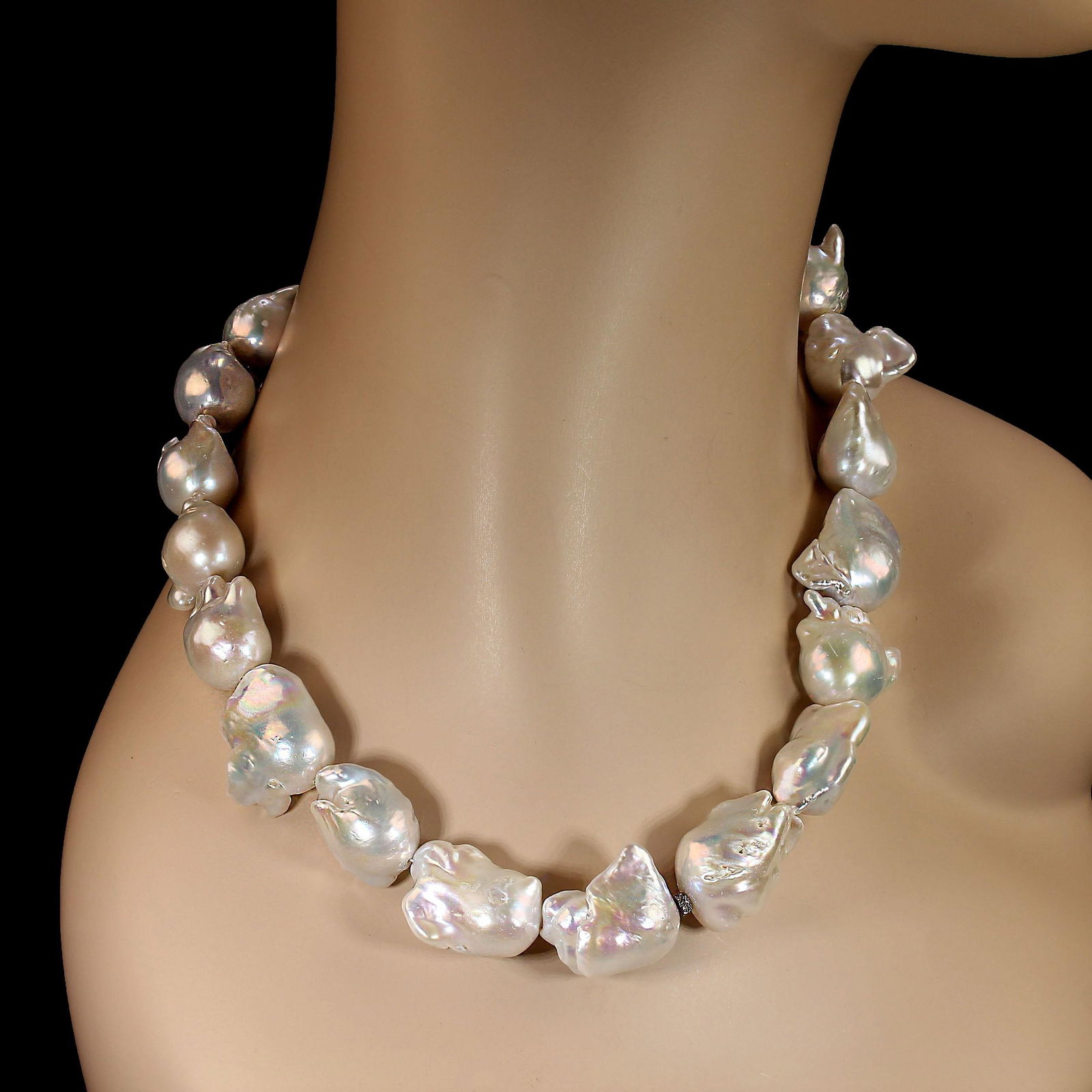 Ajd 18 Inch Magnificent White Baroque Pearl Necklace - 3