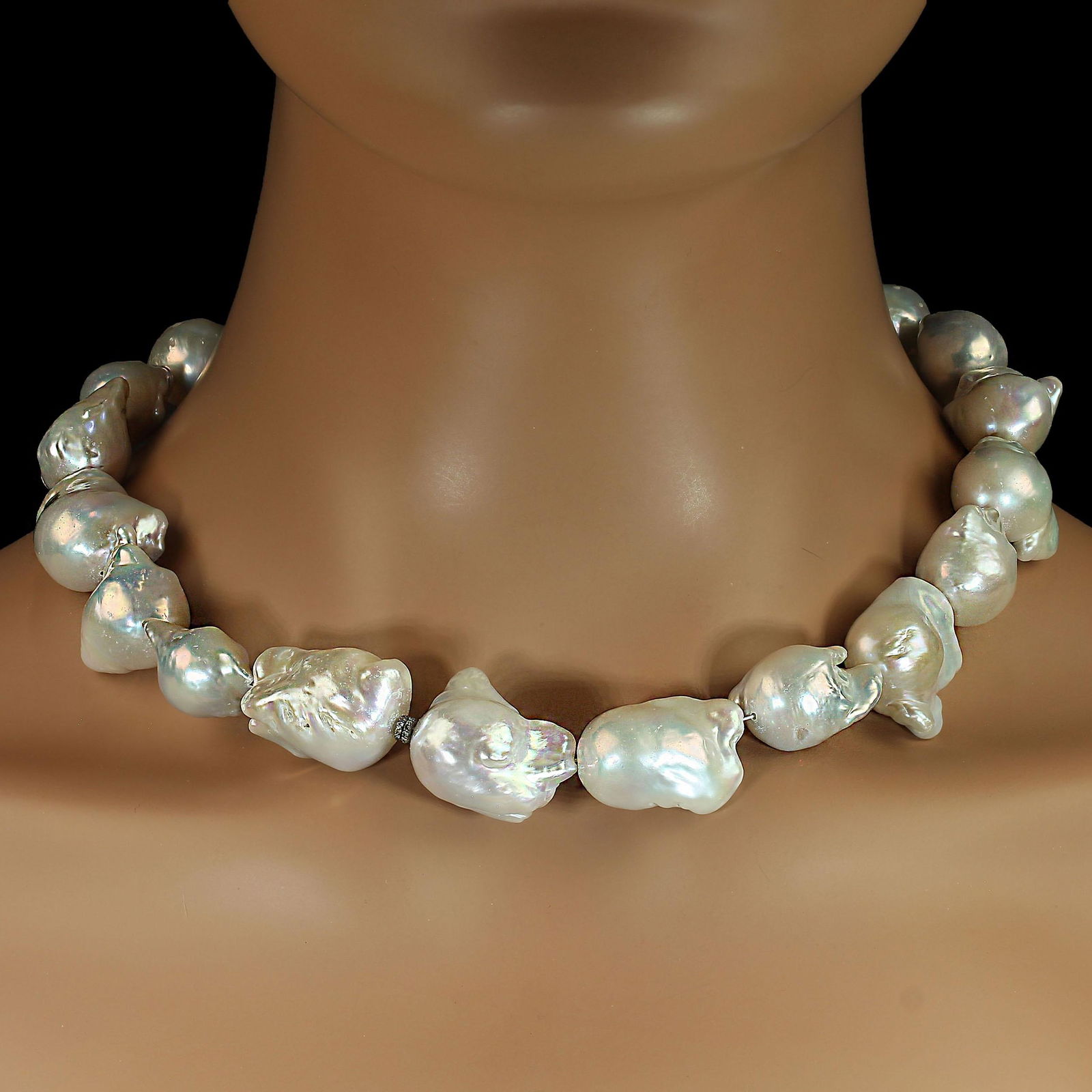 Ajd 18 Inch Magnificent White Baroque Pearl Necklace - 4