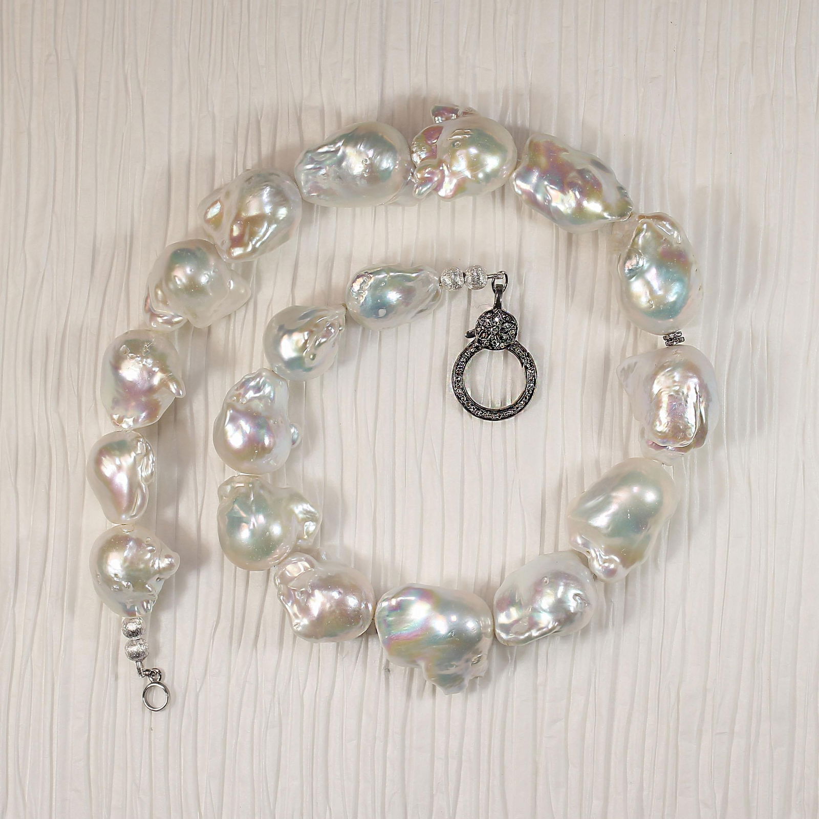 Ajd 18 Inch Magnificent White Baroque Pearl Necklace - 6