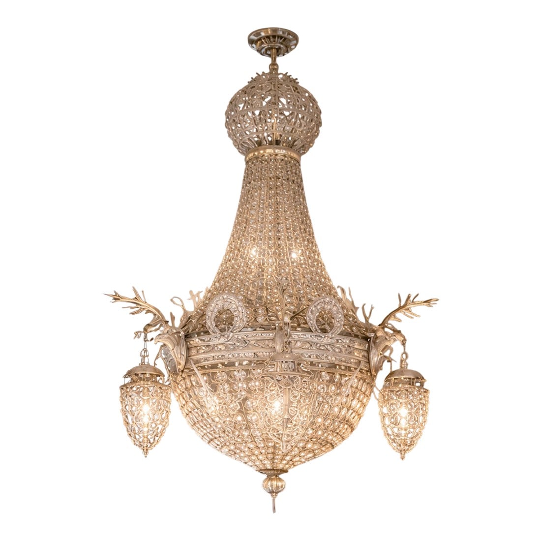 Circa 1980 Artisan Louis XVI Rococo Silver Bronze Chandelier (1 of 8)