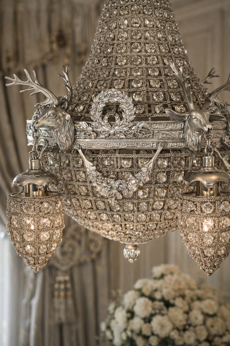 Circa 1980 Artisan Louis XVI Rococo Silver Bronze Chandelier - 2