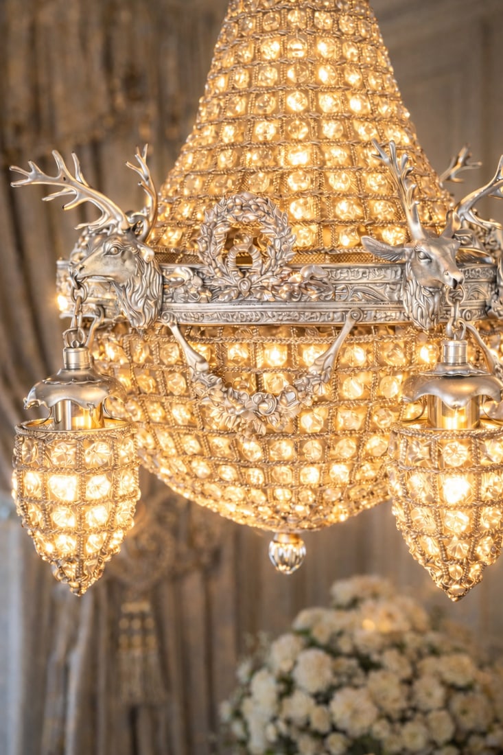 Circa 1980 Artisan Louis XVI Rococo Silver Bronze Chandelier - 4