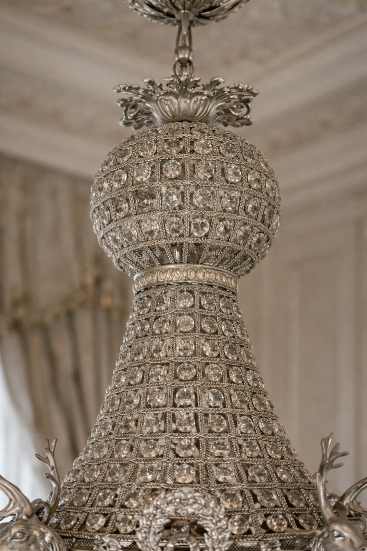 Circa 1980 Artisan Louis XVI Rococo Silver Bronze Chandelier - 6