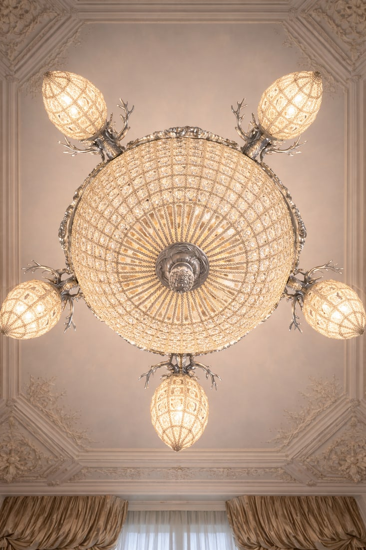 Circa 1980 Artisan Louis XVI Rococo Silver Bronze Chandelier - 7