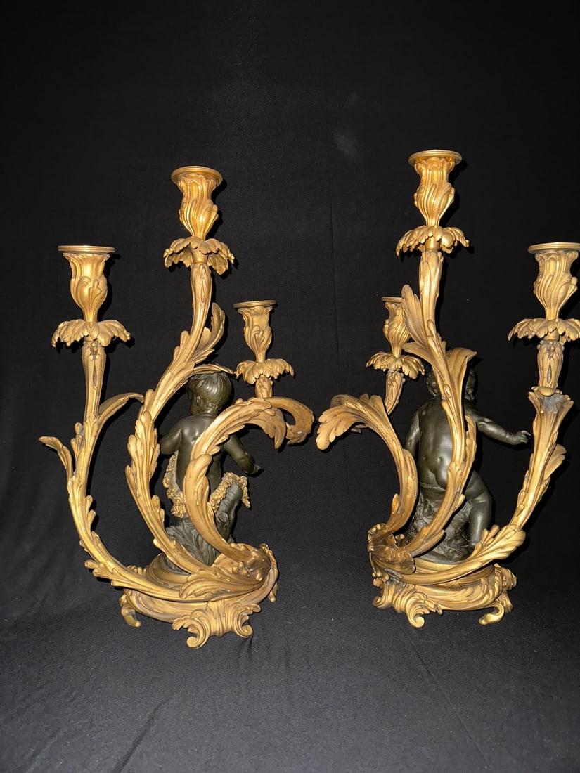 Circa 1880 Rozet Louis XV Gilt Bronze Candelabras, Pair - 10